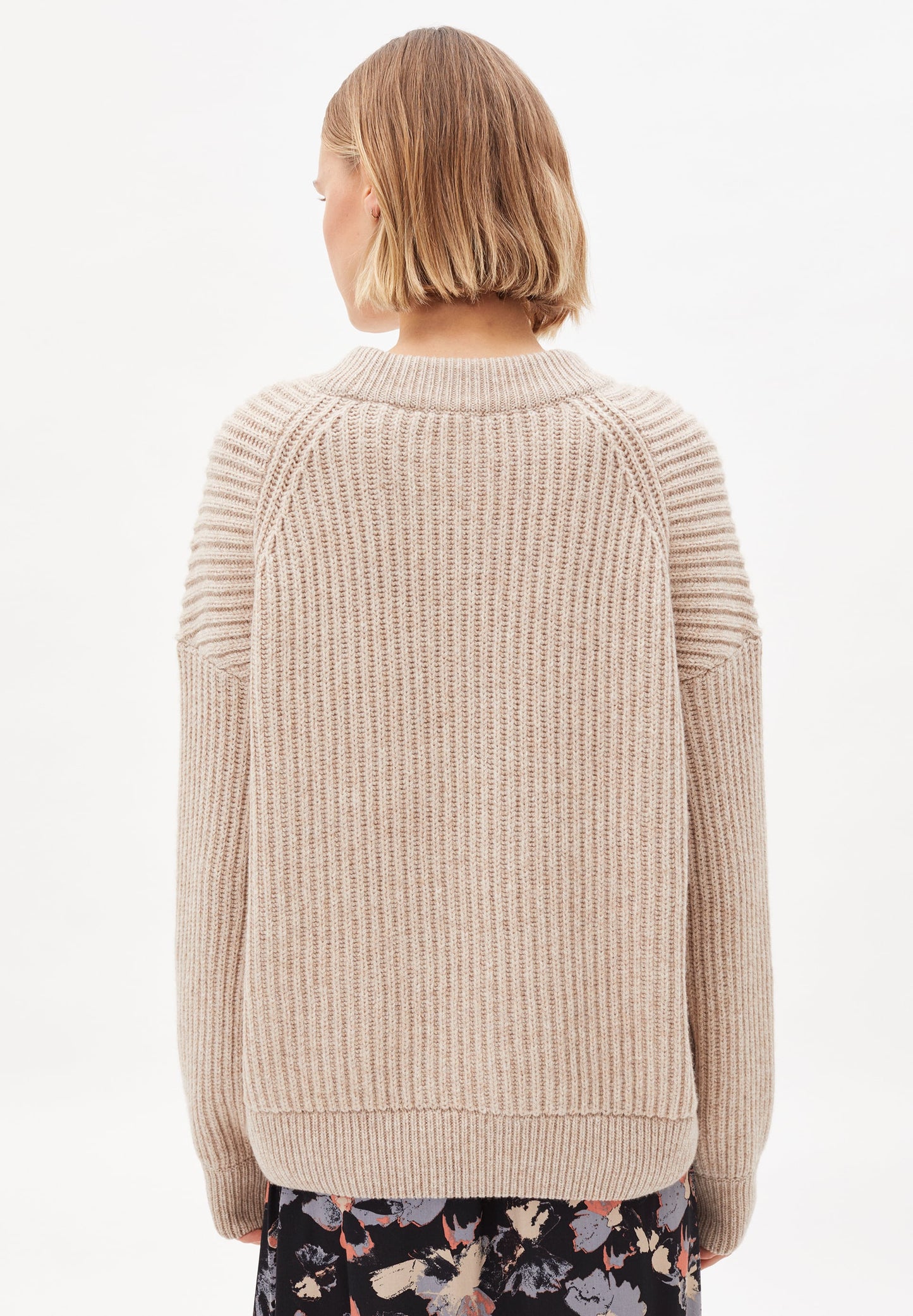 Pull beige maille en laine et coton bio - HILARIAA SOFT light desert melange