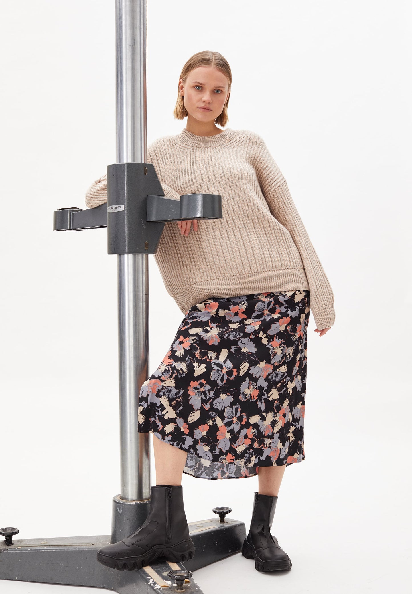 Pull beige maille en laine et coton bio - HILARIAA SOFT light desert melange
