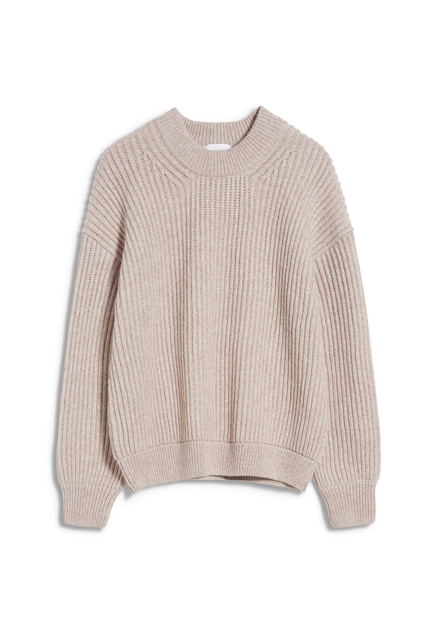 Pull beige maille en laine et coton bio - HILARIAA SOFT light desert melange