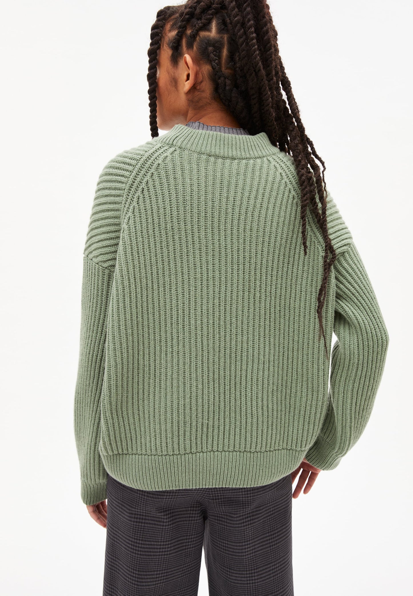 Pull vert pistache en laine et coton bio - HILARIAA SOFT - sage green