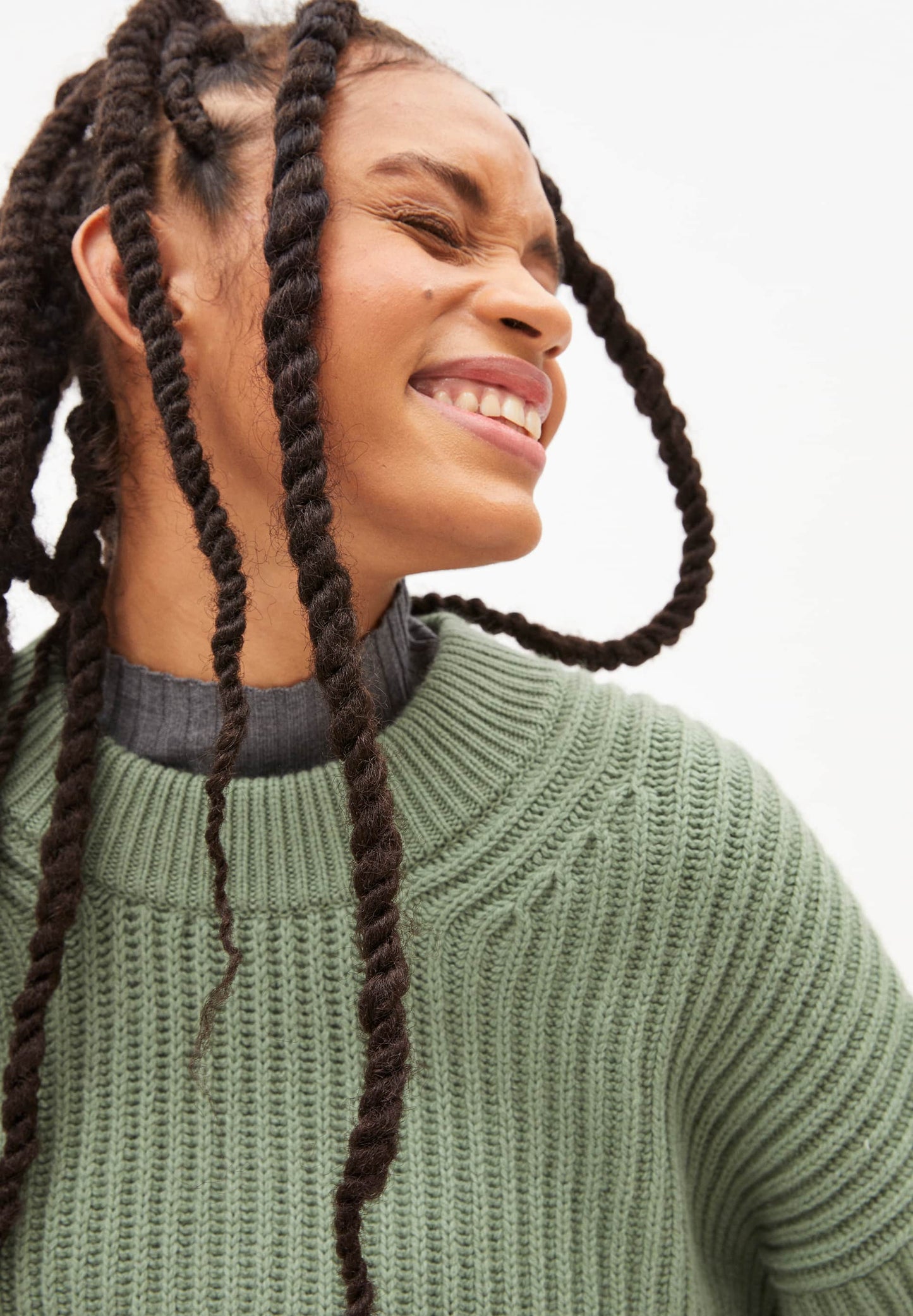 Pull vert pistache en laine et coton bio - HILARIAA SOFT - sage green