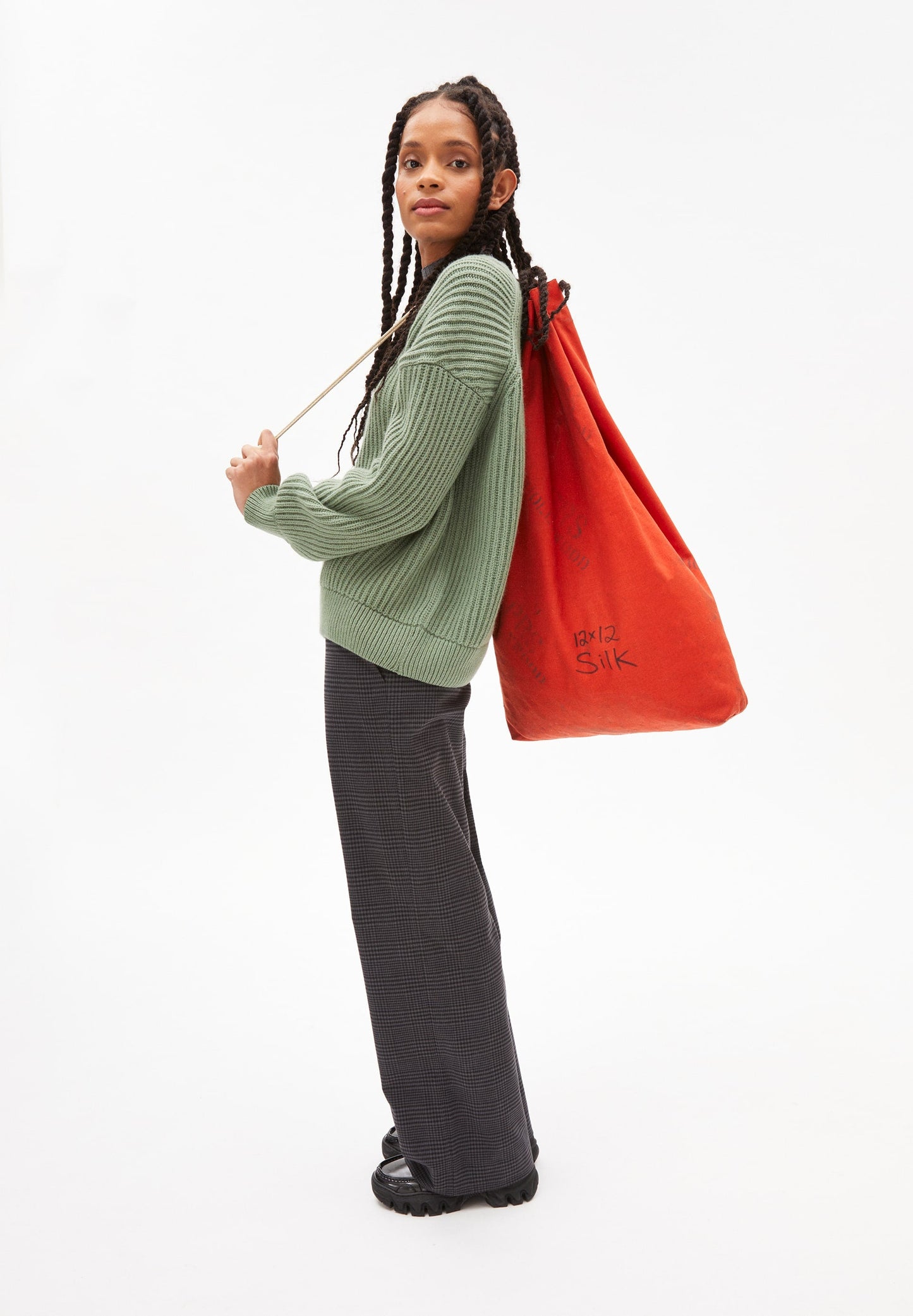 Pull vert pistache en laine et coton bio - HILARIAA SOFT - sage green