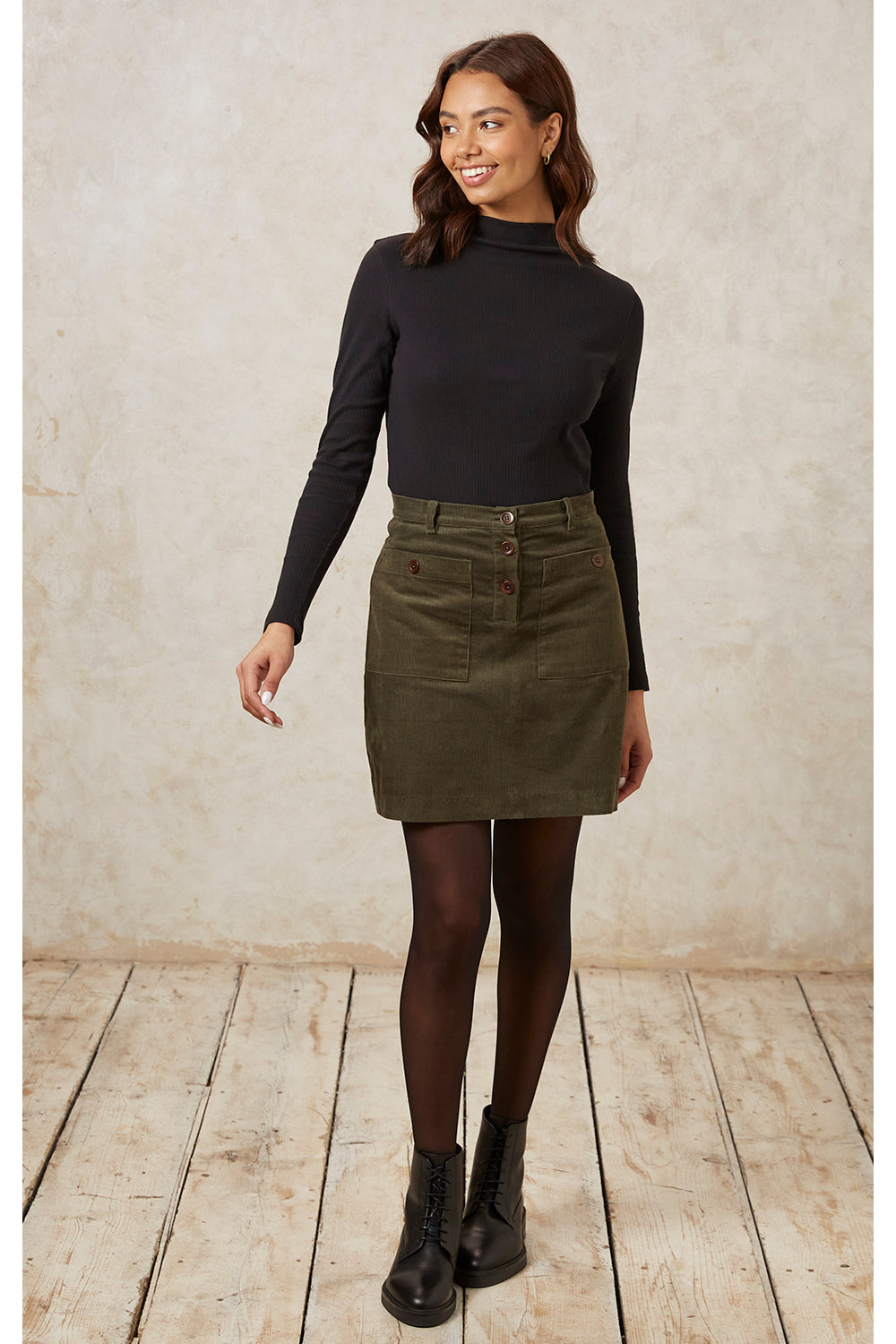 Col roulé noir en coton bio - hiral rib turtleneck top black