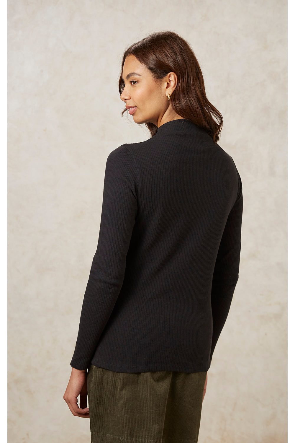 Col roulé noir en coton bio - hiral rib turtleneck top black