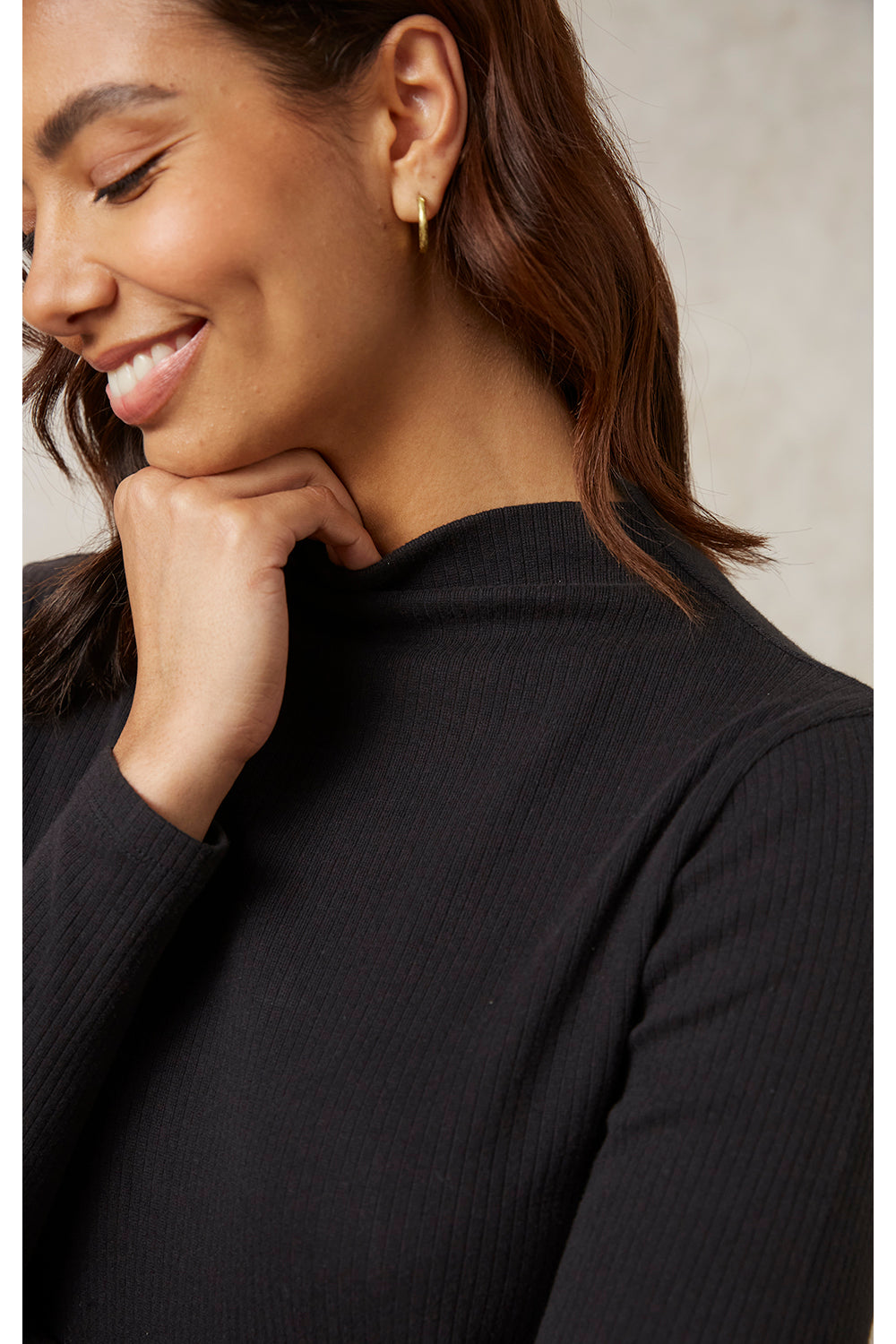 Col roulé noir en coton bio - hiral rib turtleneck top black
