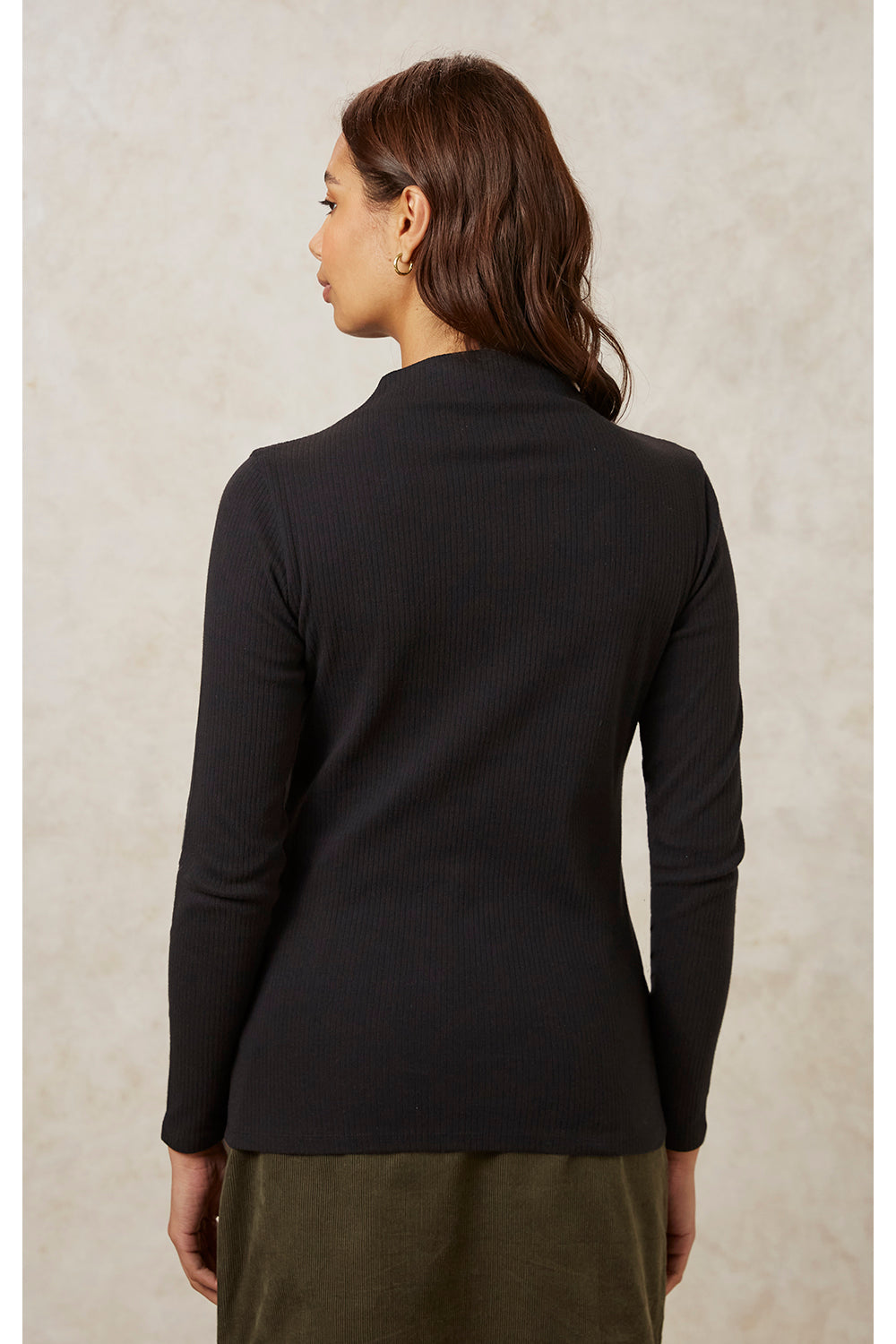Col roulé noir en coton bio - hiral rib turtleneck top black