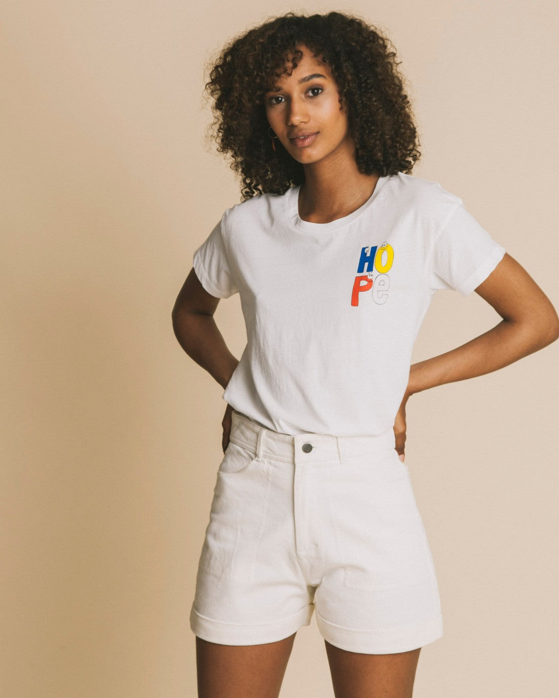 T-shirt imprimé blanc en coton bio - Hope