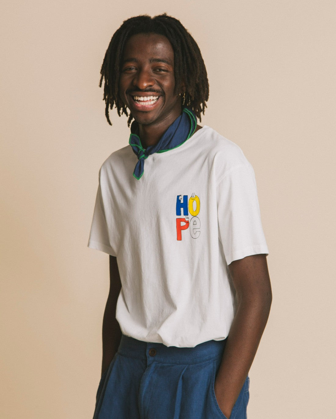 T-shirt blanc imprimé en coton bio - Hope