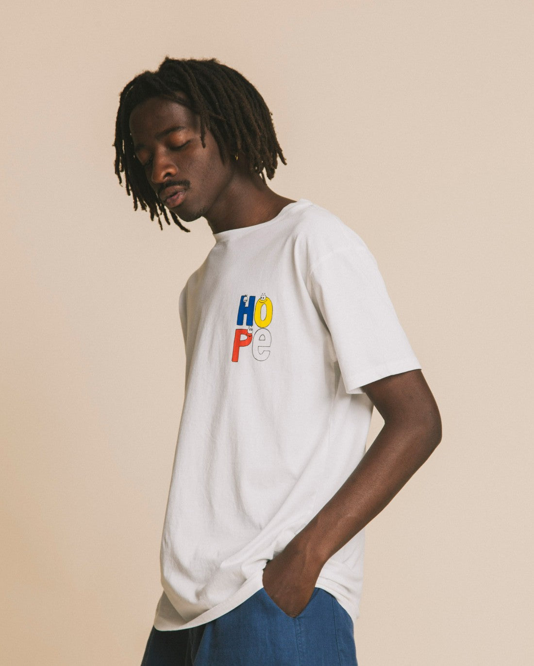 T-shirt blanc imprimé en coton bio - Hope
