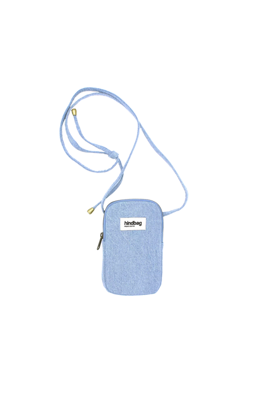 Pochette téléphone en denim de coton bio | bleu délavé "bill denim bleu"