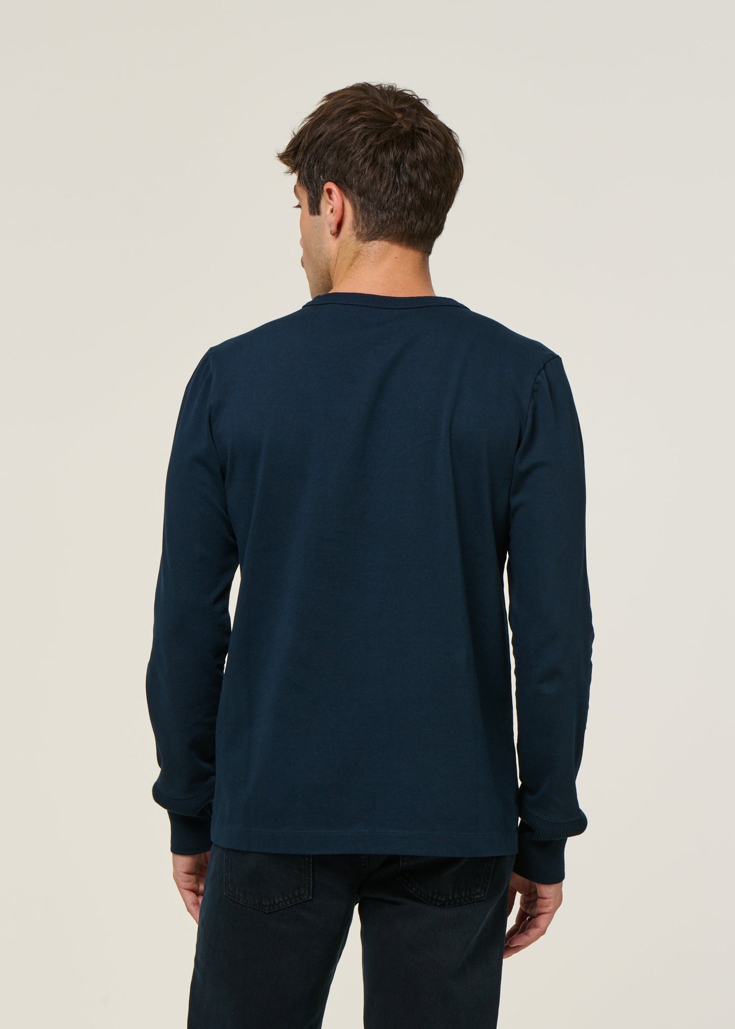 T-shirt manches longues en coton bio | marine "bo long sleeve henley total eclipse"
