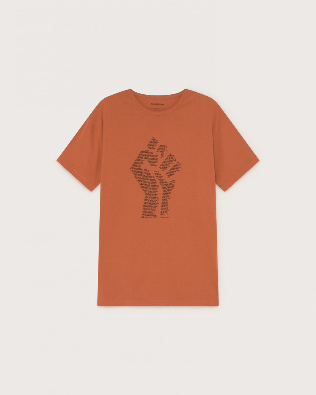 T-shirt imprimé terracotta en coton bio - Human rights