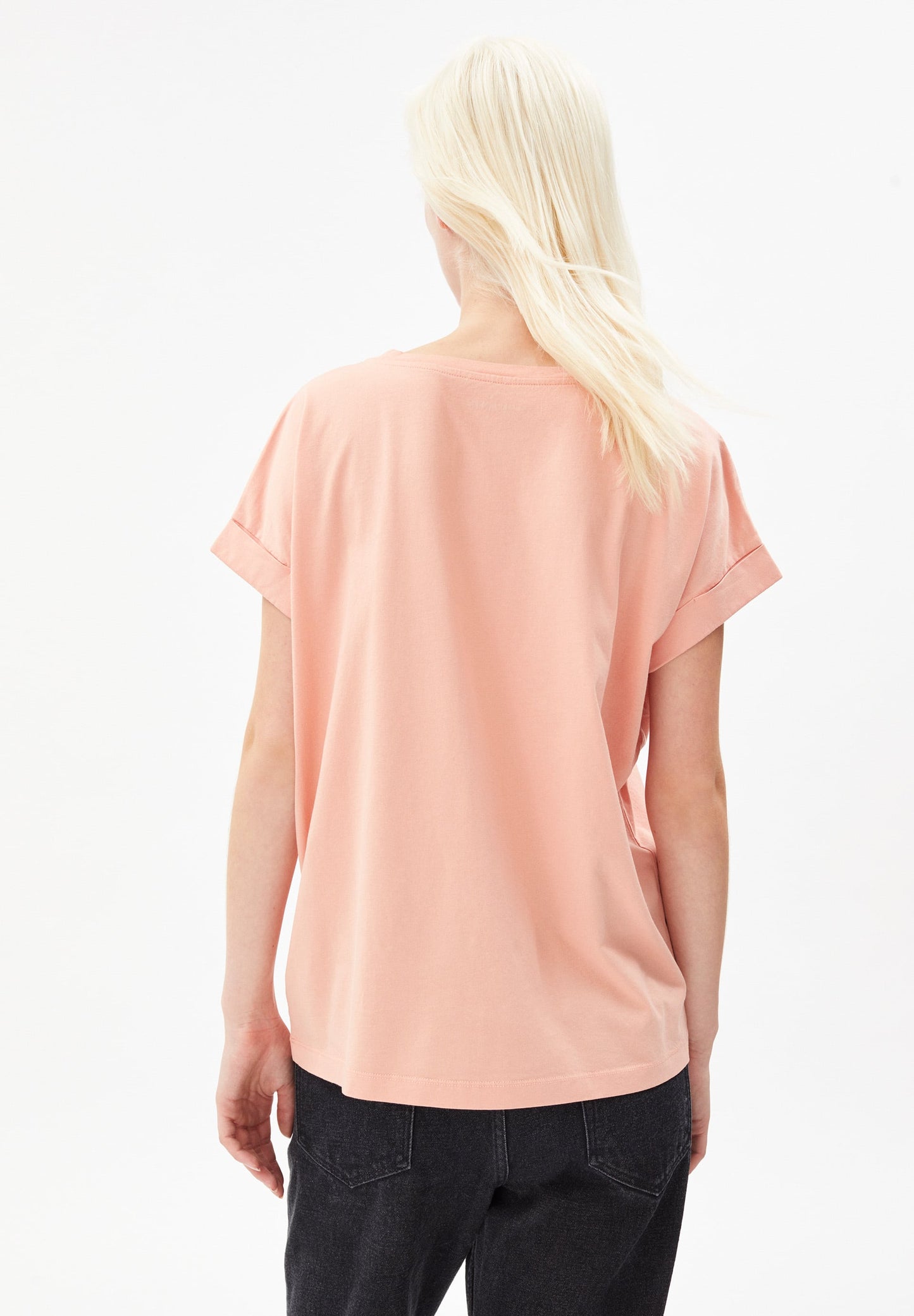 T-shirt rose en coton bio - idaara peach blossom