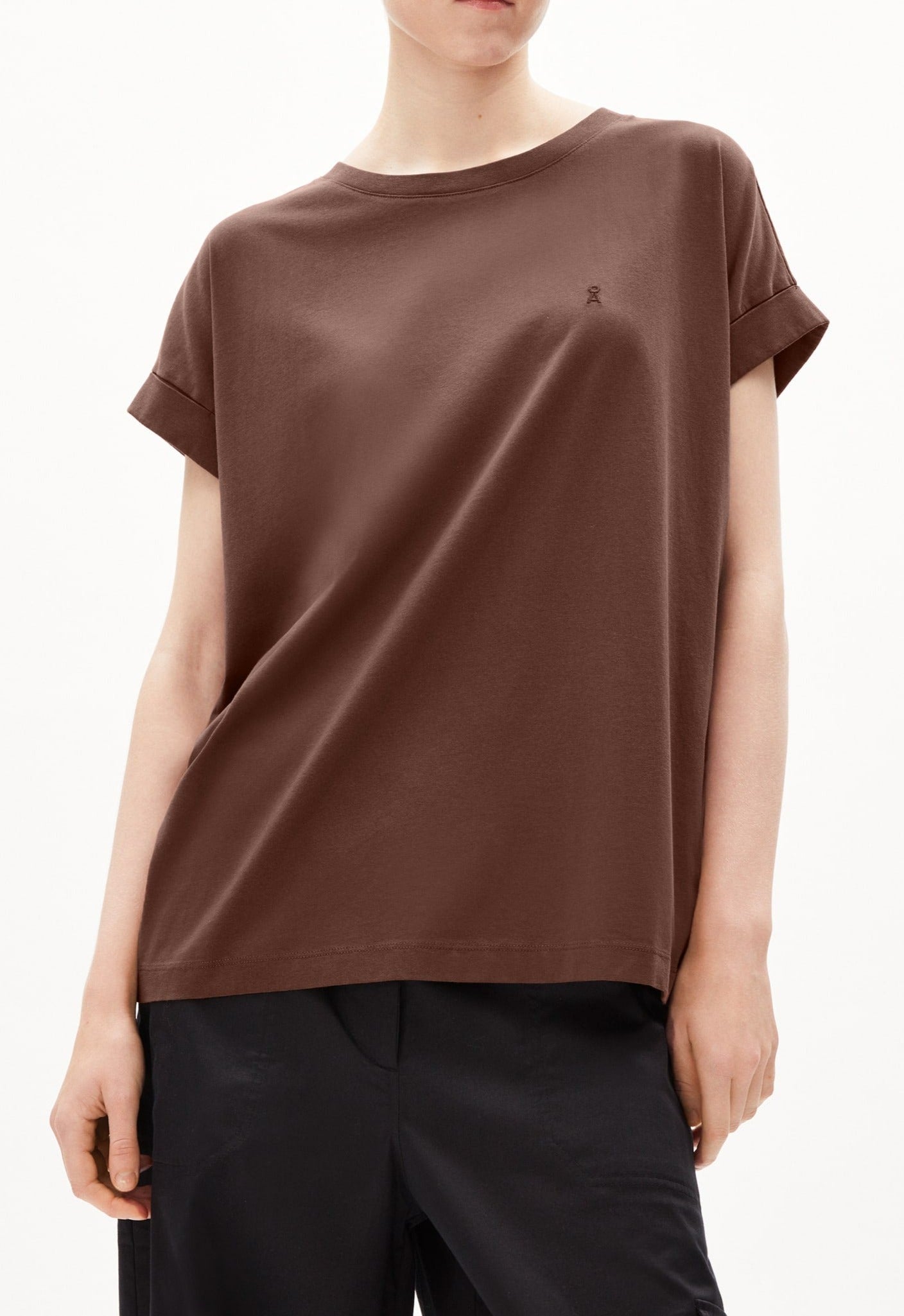 T-shirt en coton bio | Marron "idaara deep brown"