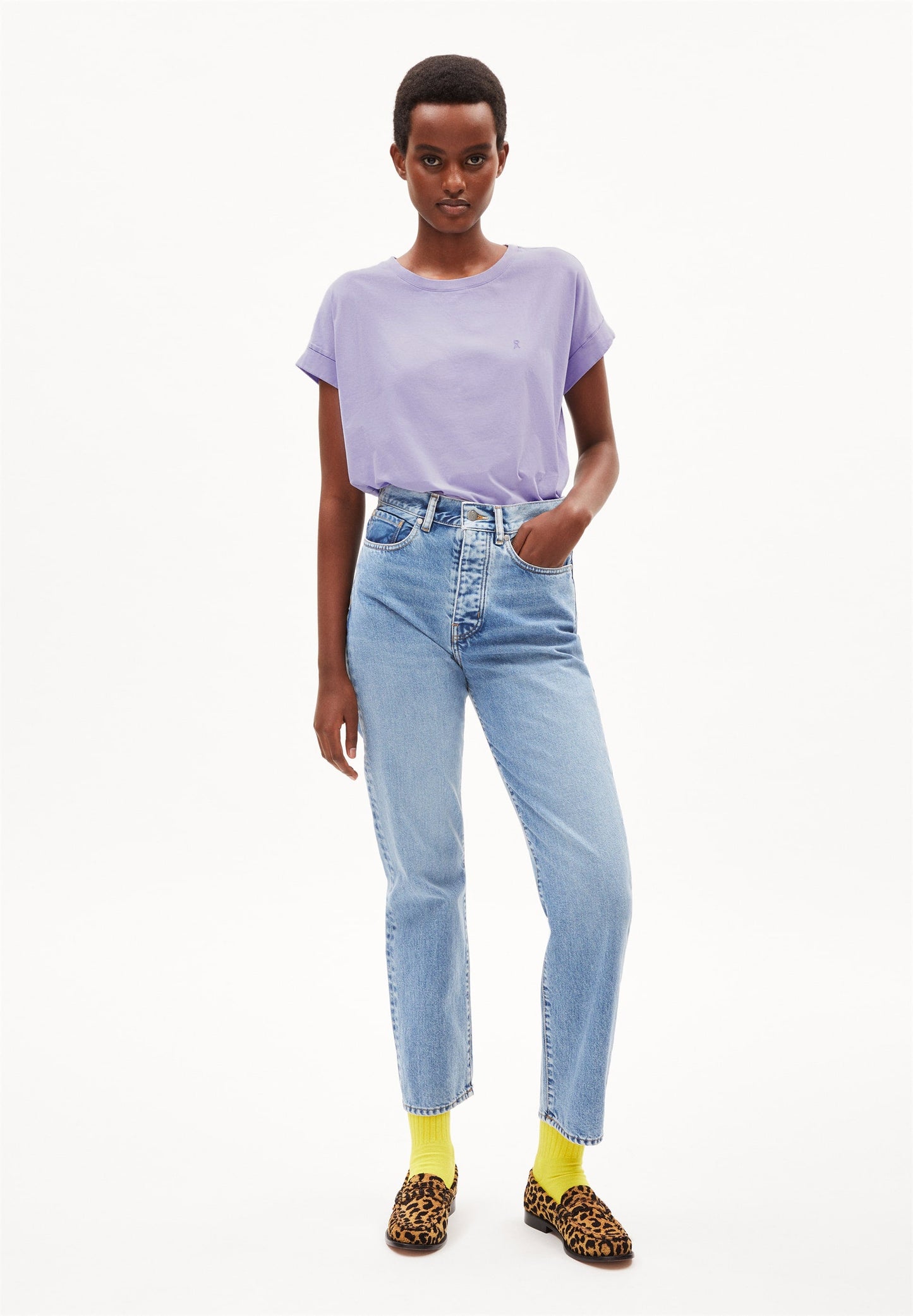 T-shirt en coton bio | Violet "idaara light purple stone"