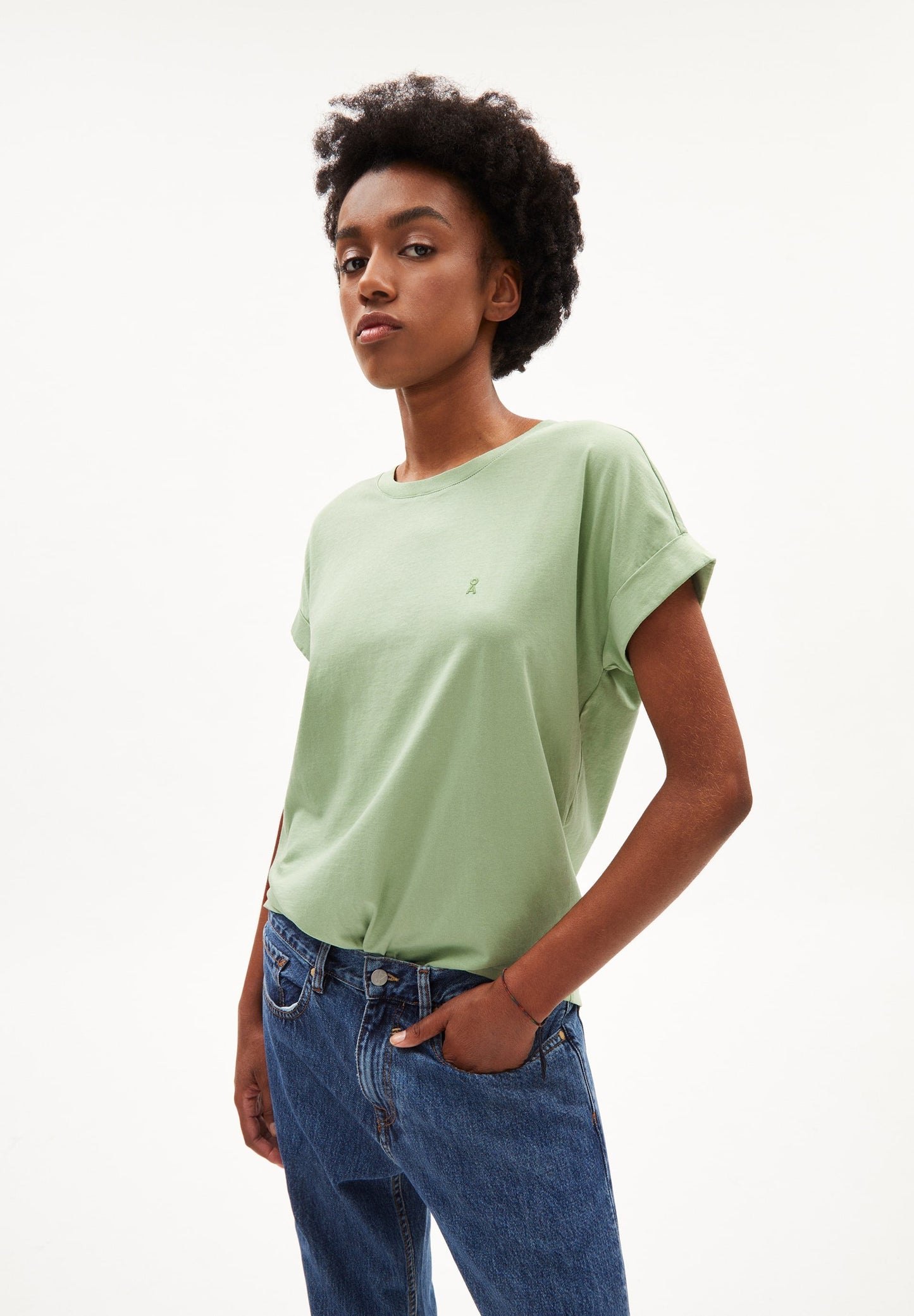 T-shirt vert en coton bio - idaara smith green