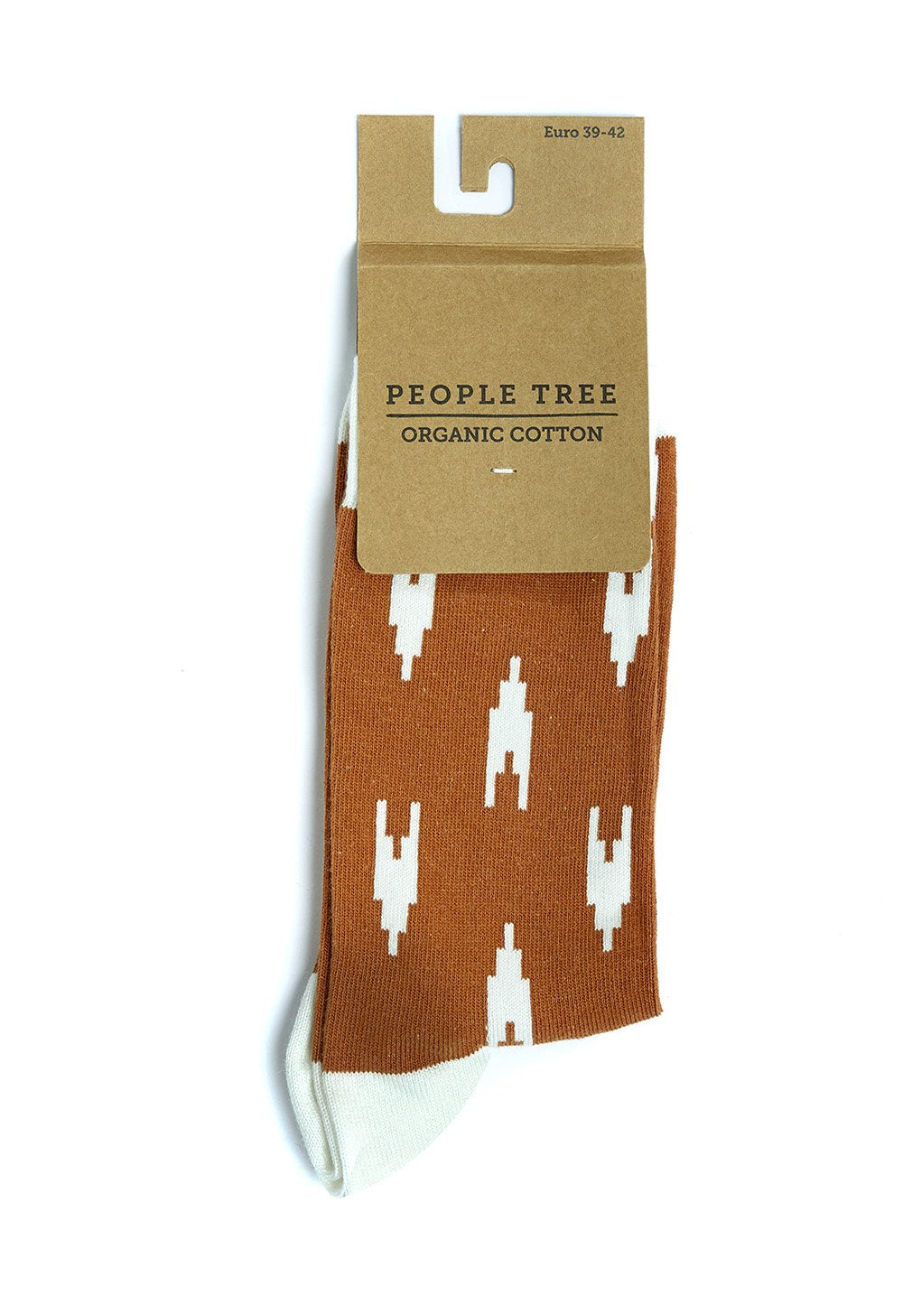 Chaussettes hautes marrons en coton bio - Ikat