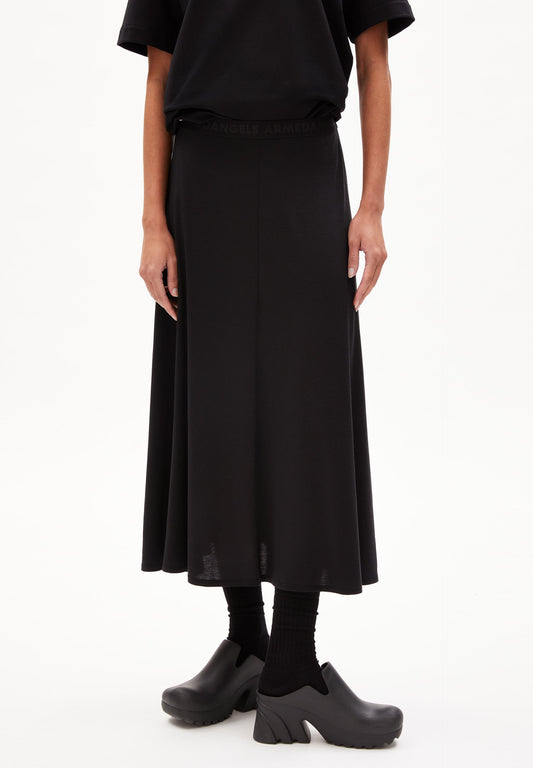 Jupe midi en tencel | noir "ileniaa laraa black"