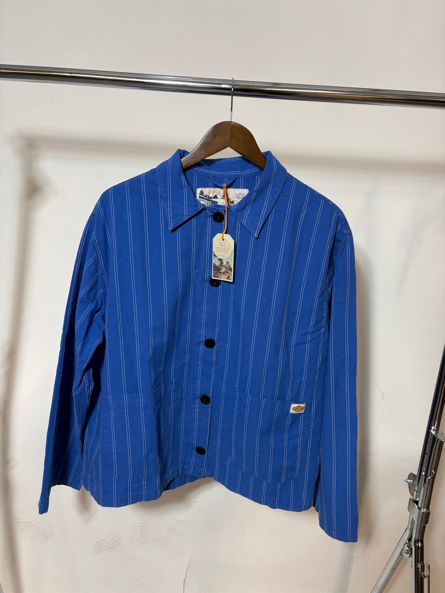 Veste en coton bio | rayé bleu 'kicki striped workwear jacket - blue/offwhite'