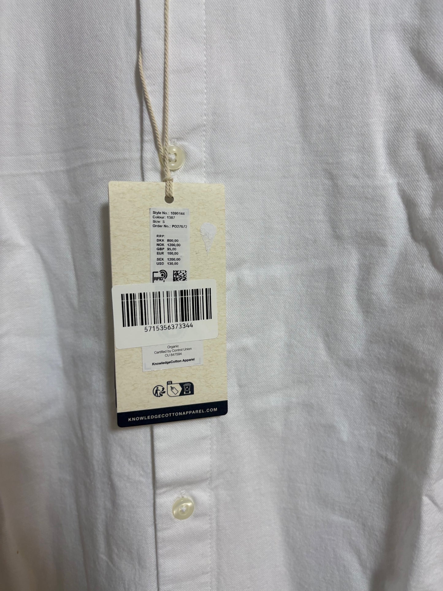 Chemise en coton biologique | blanc 'regular fit light twill shirt egret'