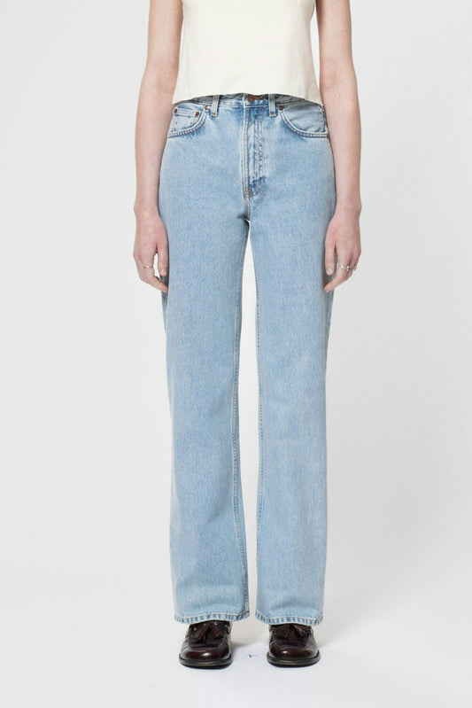 Jean large en coton bio | bleu clair "clean eileen summer clouds"