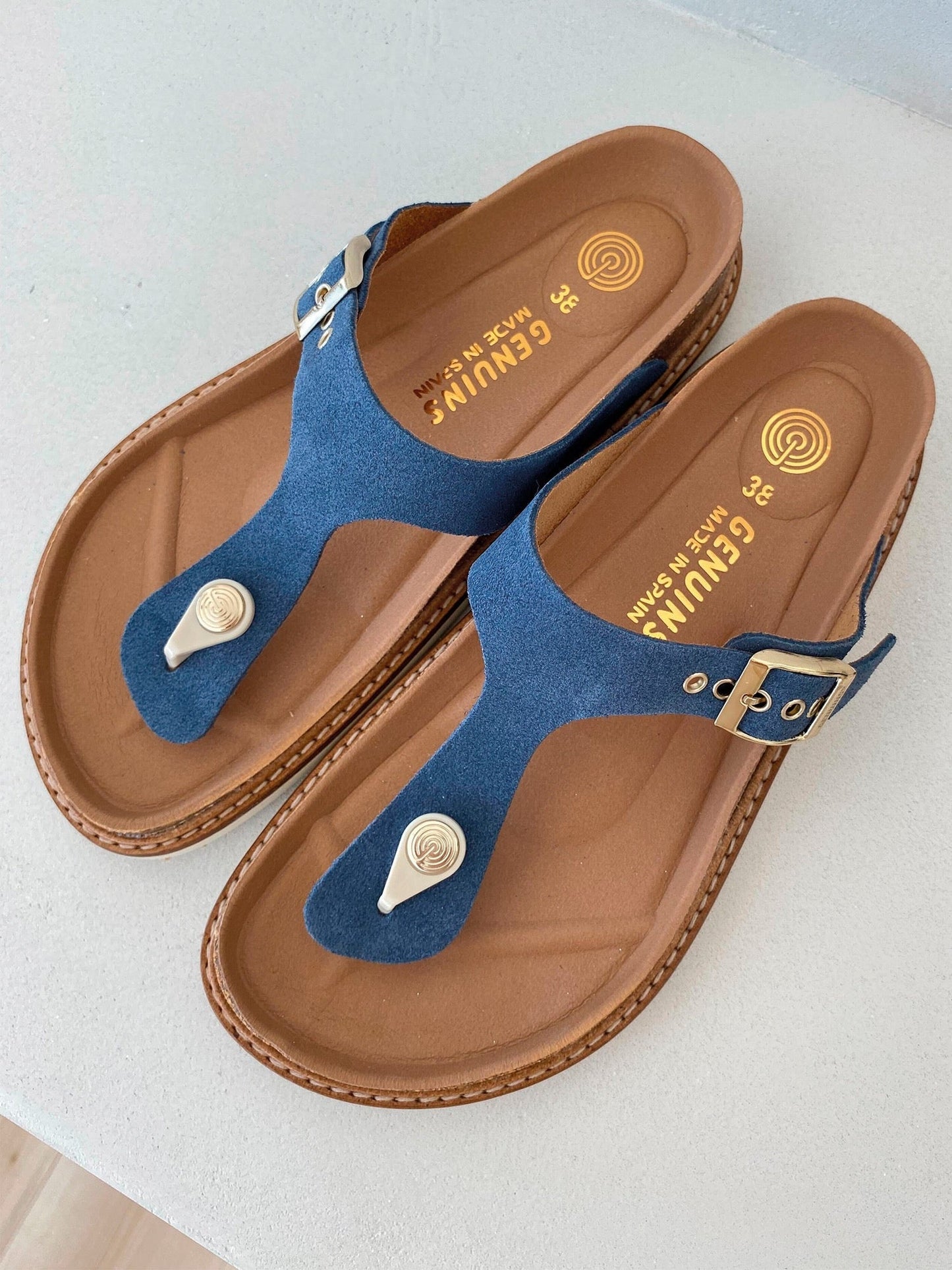 Sandales bleues en cuir certifié - rosas jeans