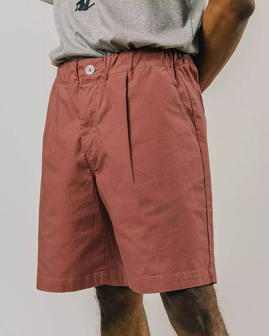 Short ample rouge en coton bio - ripstop oversize short sorbet - red