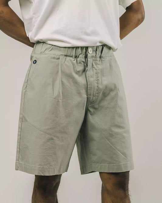 Short ample vert en coton bio - ripstop oversize short kakhi green