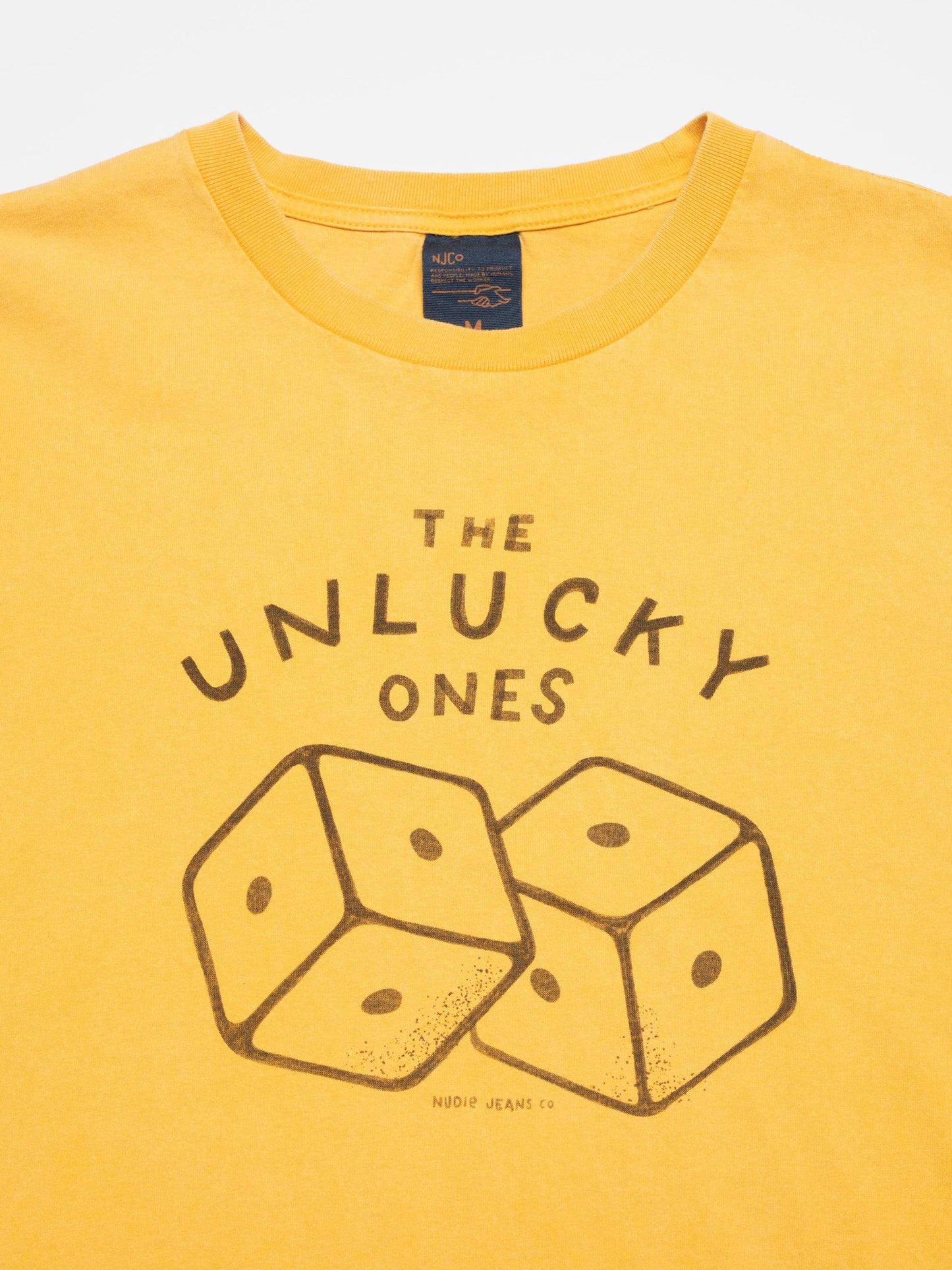 T-shirt imprimé en coton biologique | jaune "Roy unlucky t-shirt - yellow"