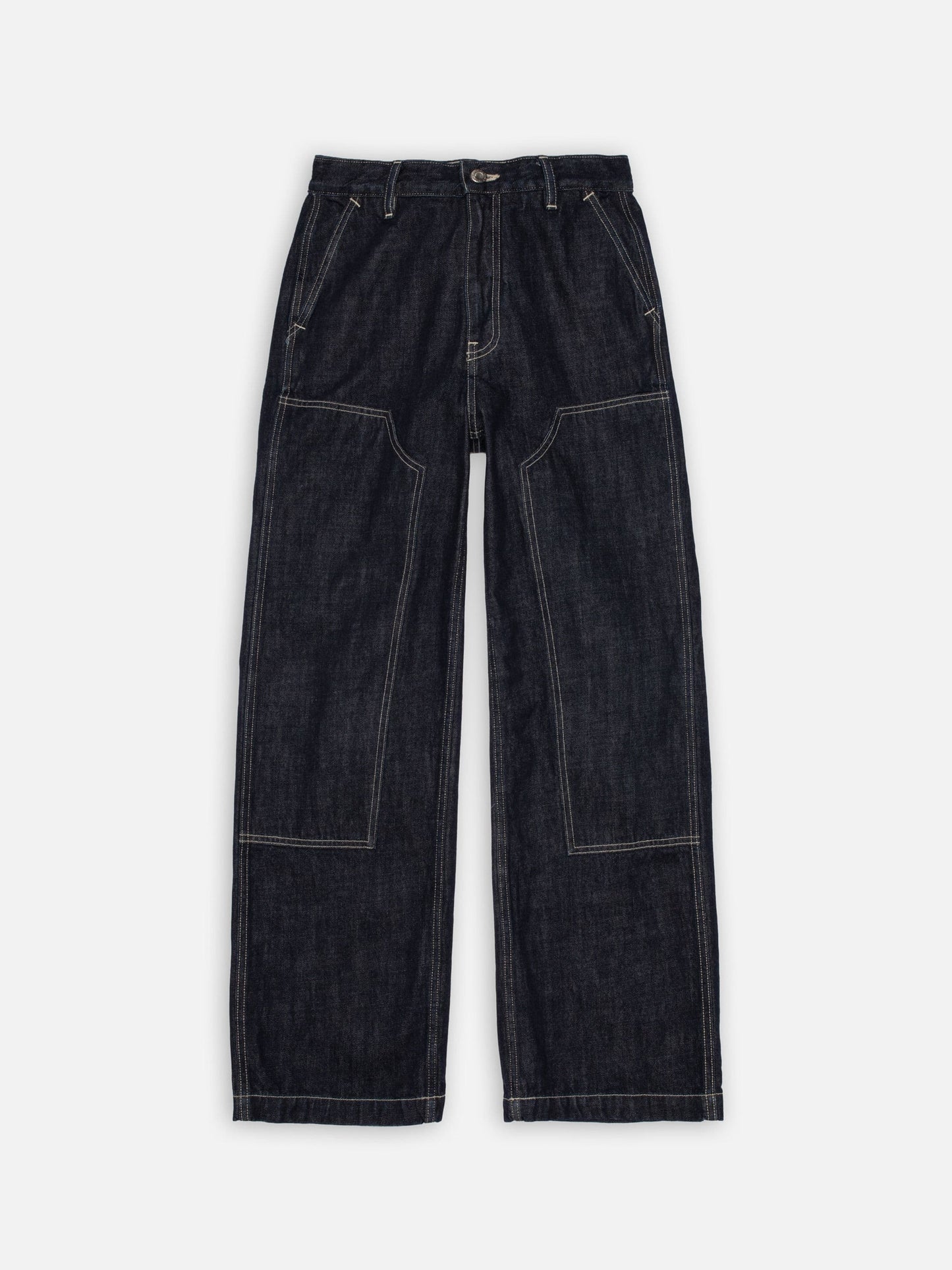 Jean en coton bio | bleu "wendy double knee denim pants - dark blue"