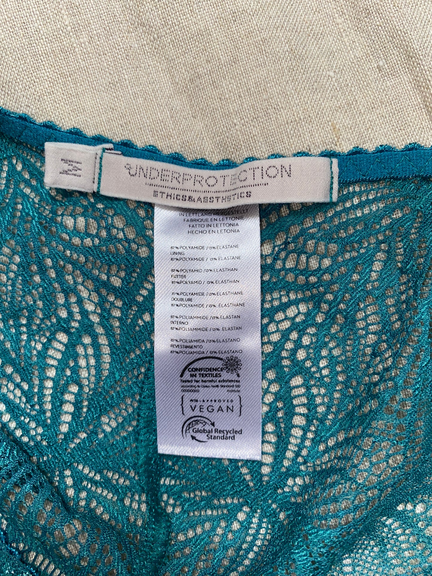 Culotte en dentelle turquoise en élasthanne recyclé - Lima