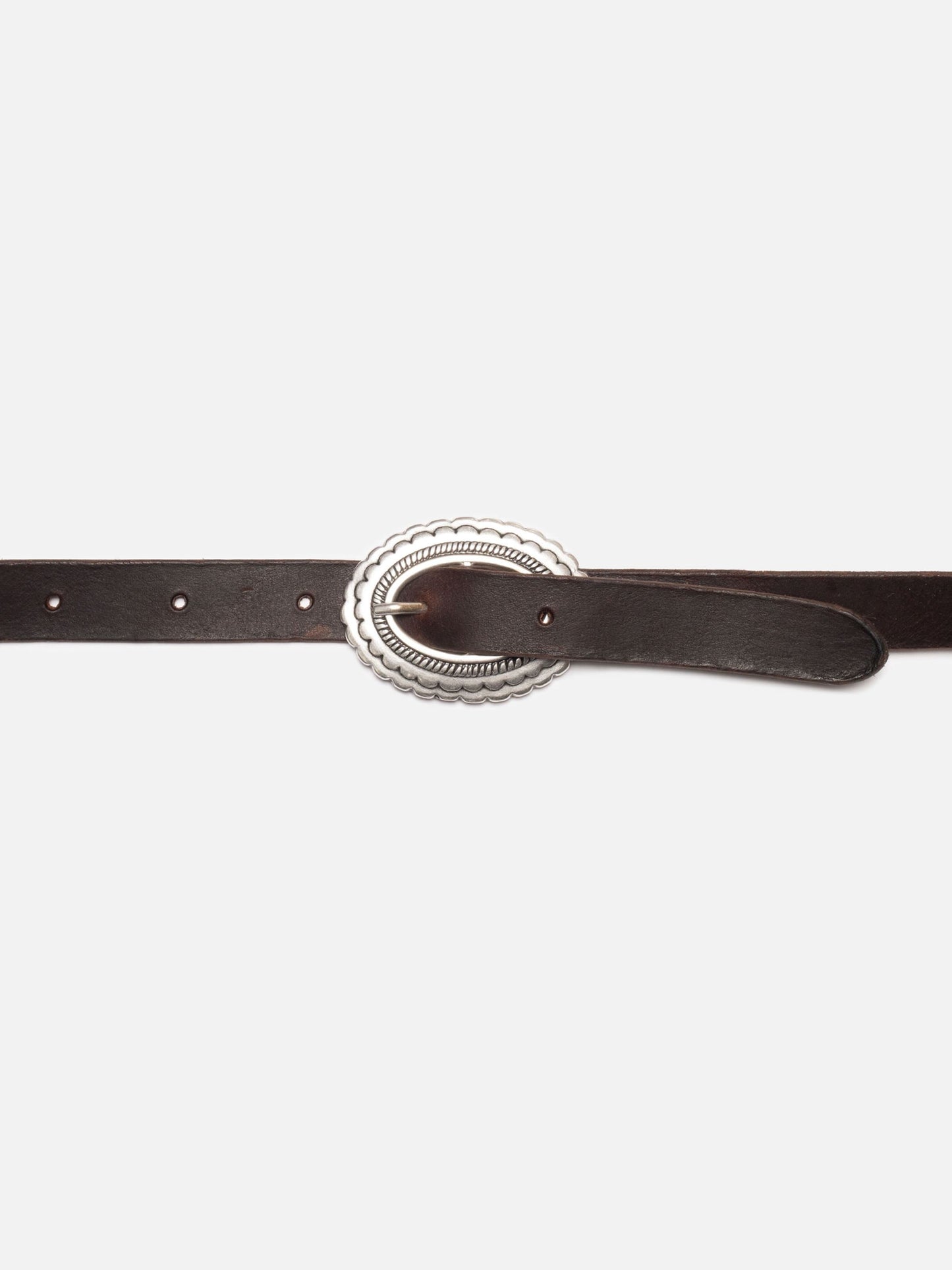 Ceinture en cuir au tannage végétal | marron "Western concho silver belt dark brown"
