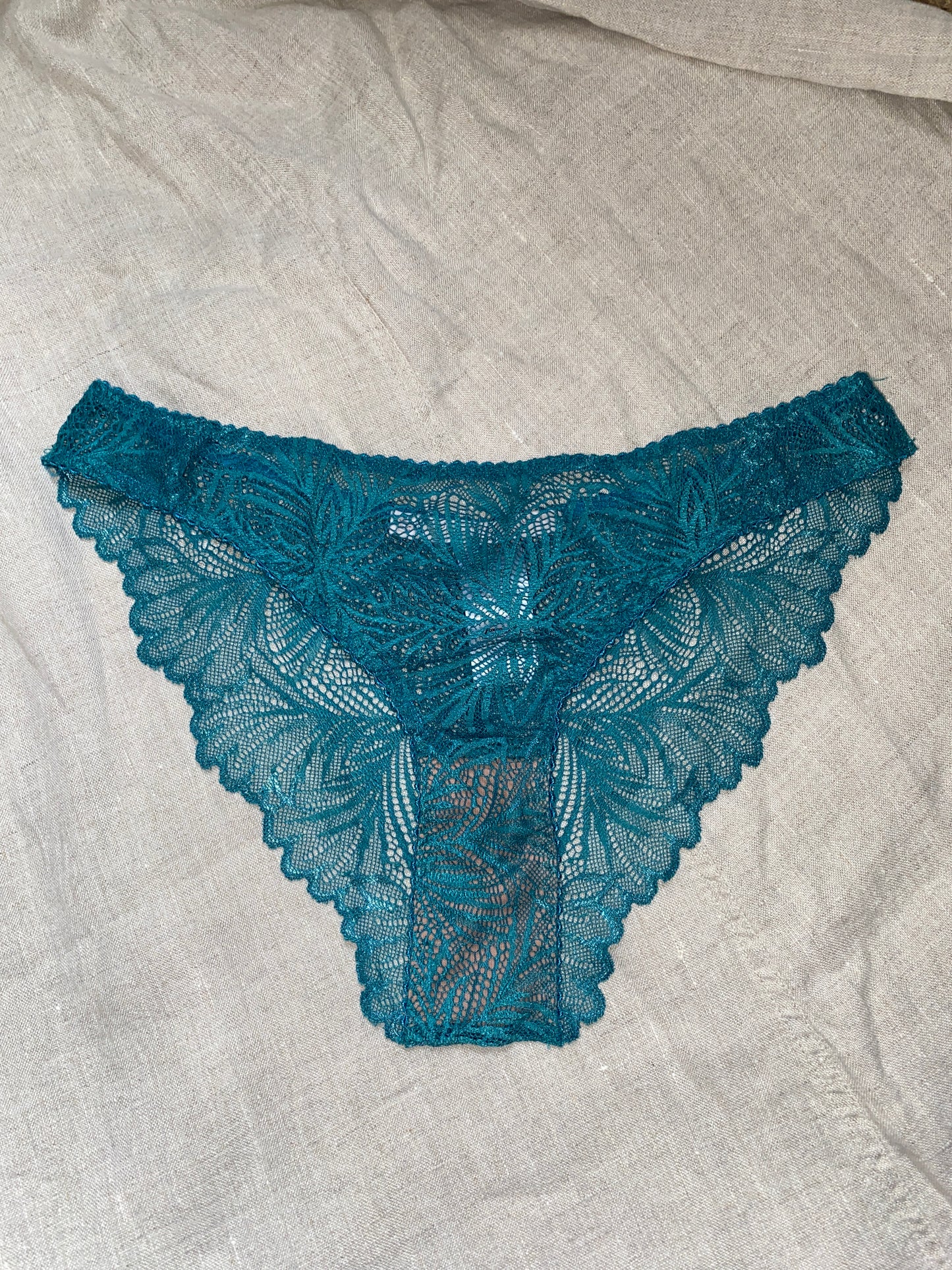 Culotte en dentelle turquoise en élasthanne recyclé - Lima