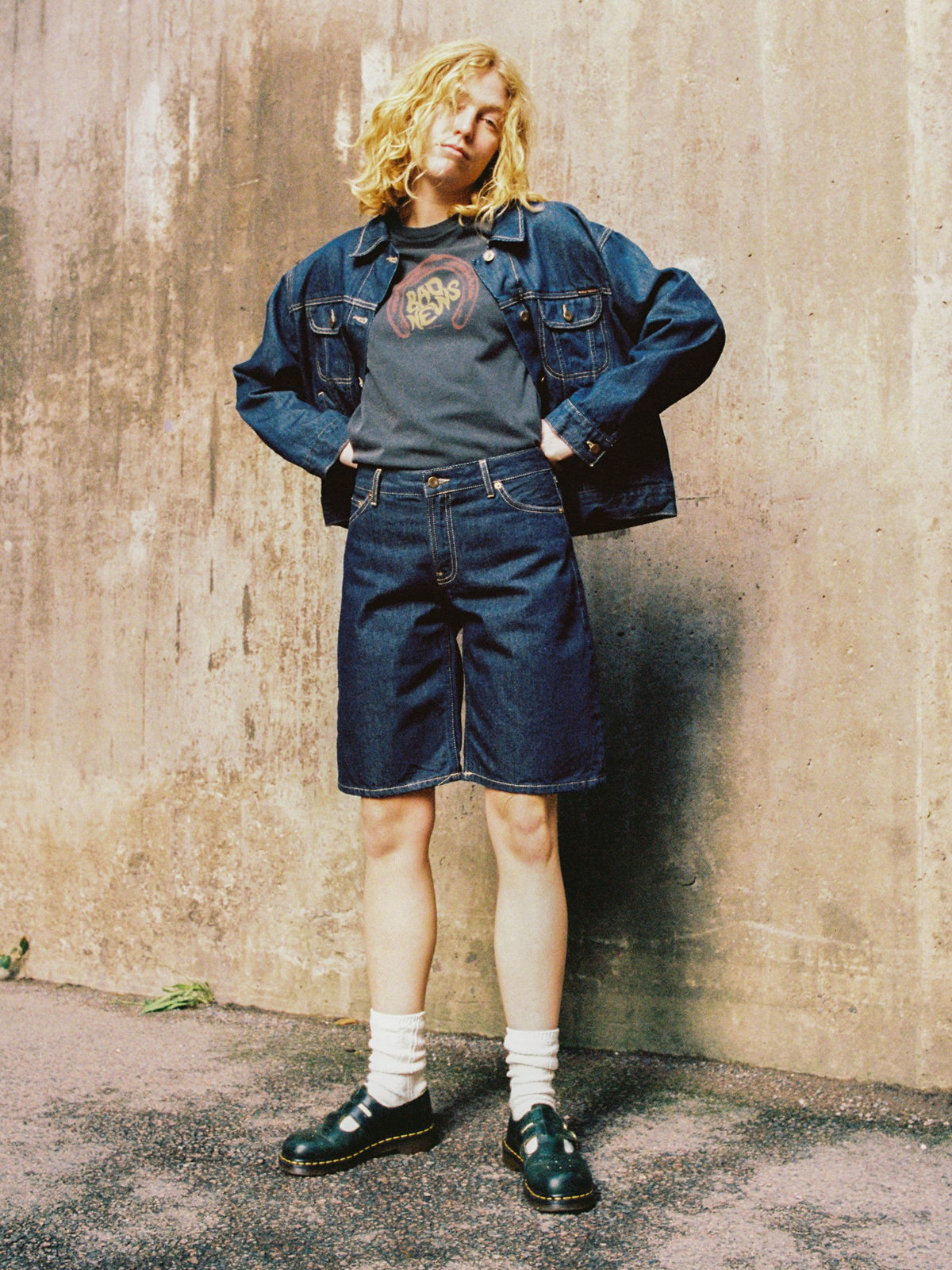 Short bermuda denim en coton bio | bleu 'Meja denim shorts rinse dark blue'
