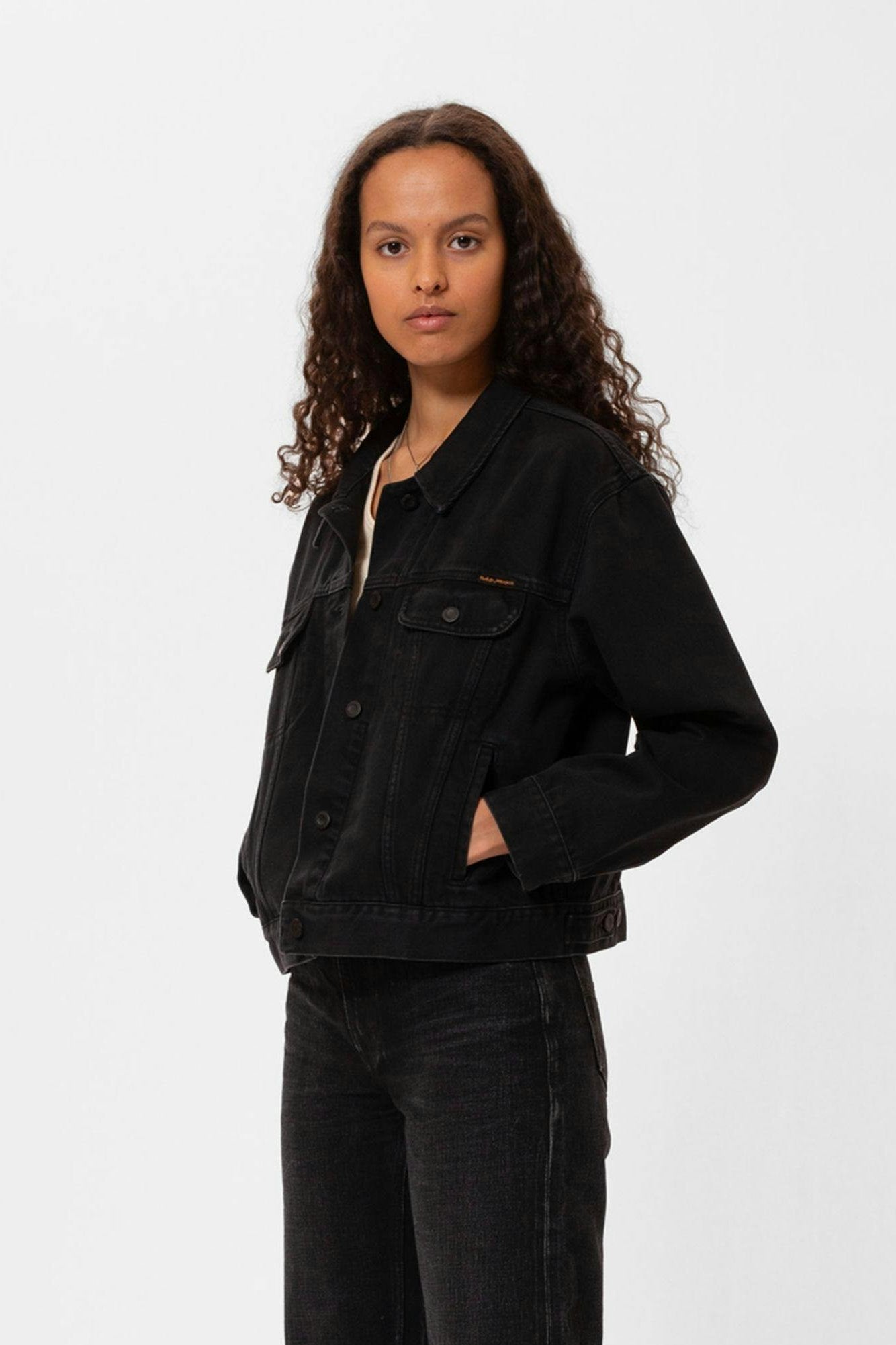 Veste denim en coton bio | noir "berit denim jacket asphalt black"