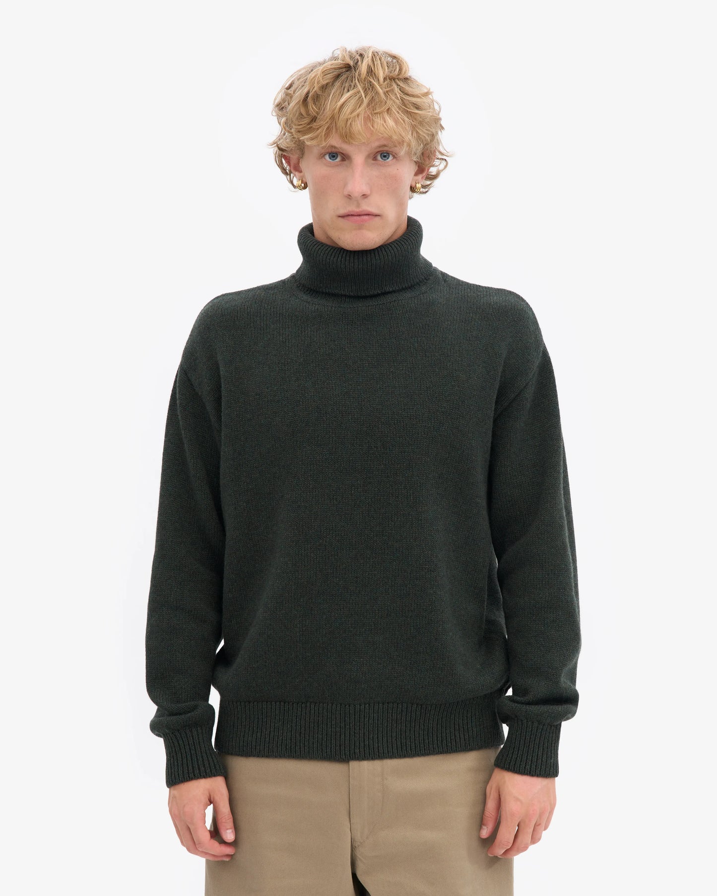 Pull col roulé en laine mérinos recyclée | vert "hunter green"