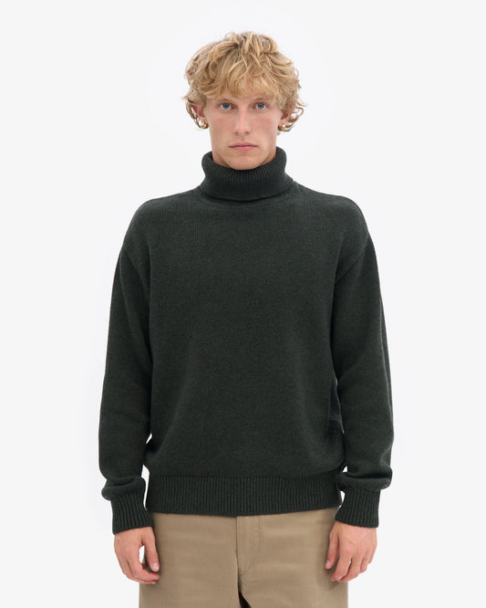 Pull col roulé en laine mérinos recyclée | vert "hunter green"
