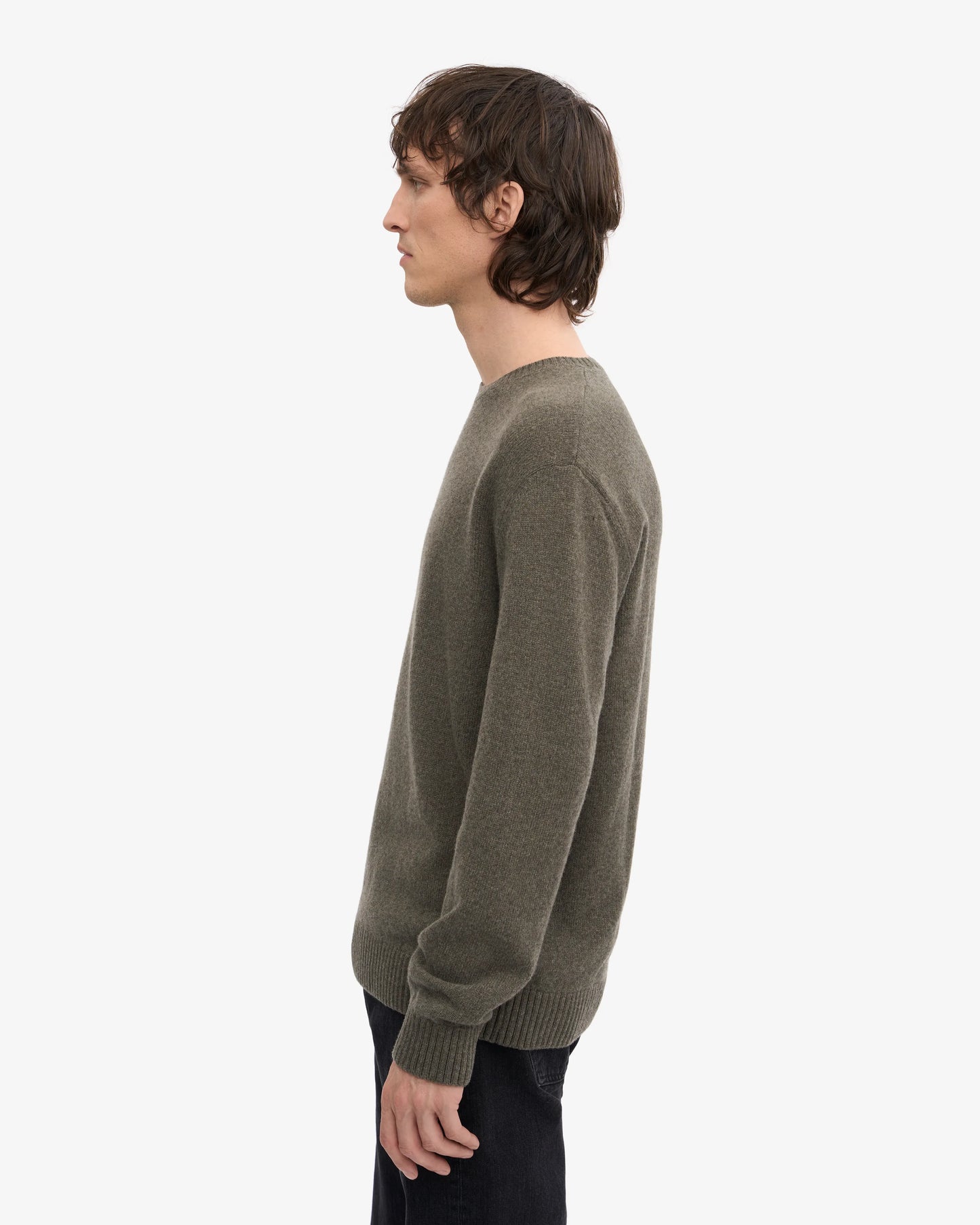 Pull en laine mérinos recyclée | kaki "dusty olive"