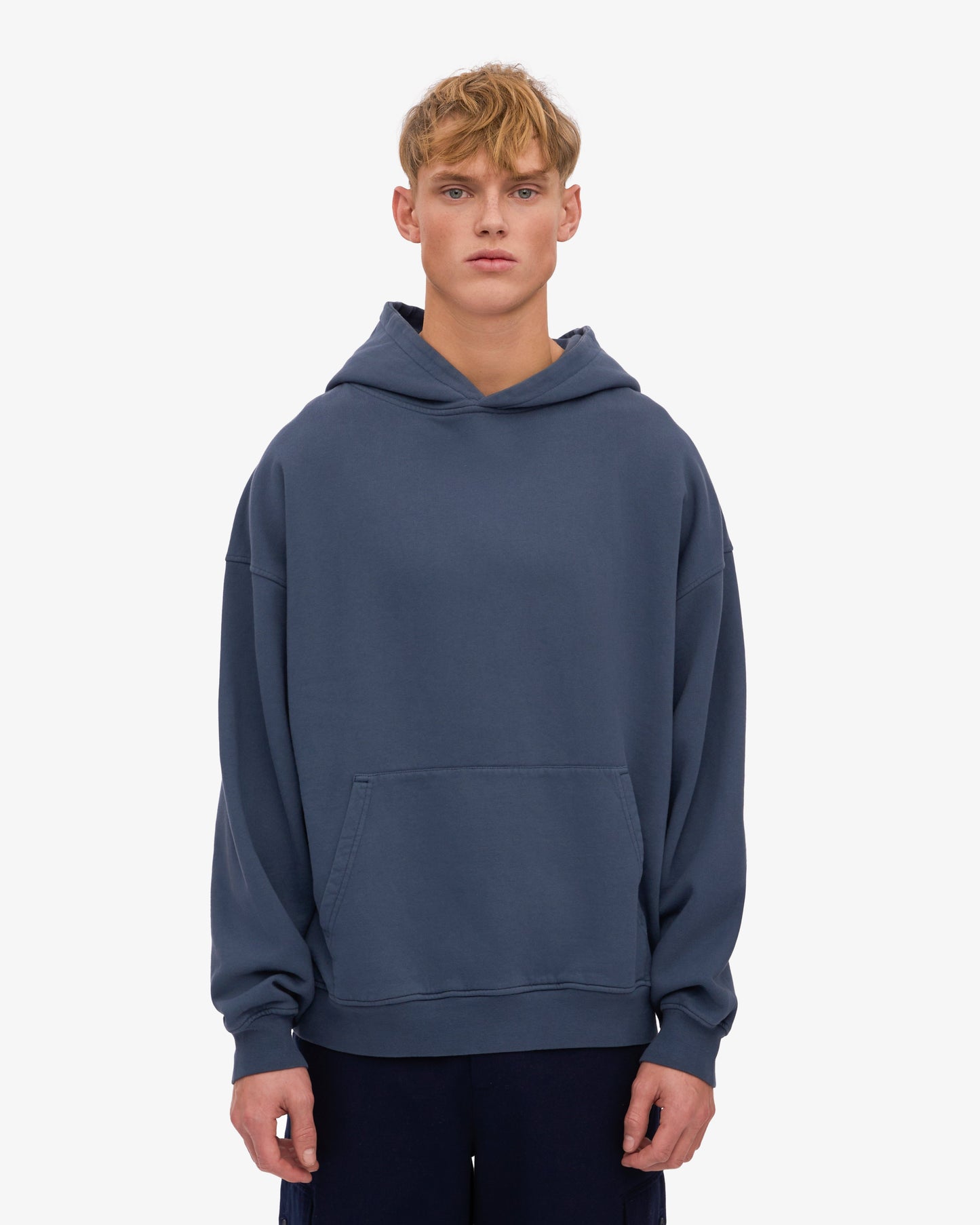 Sweat à capuche oversize en coton bio | bleu "petrol blue"