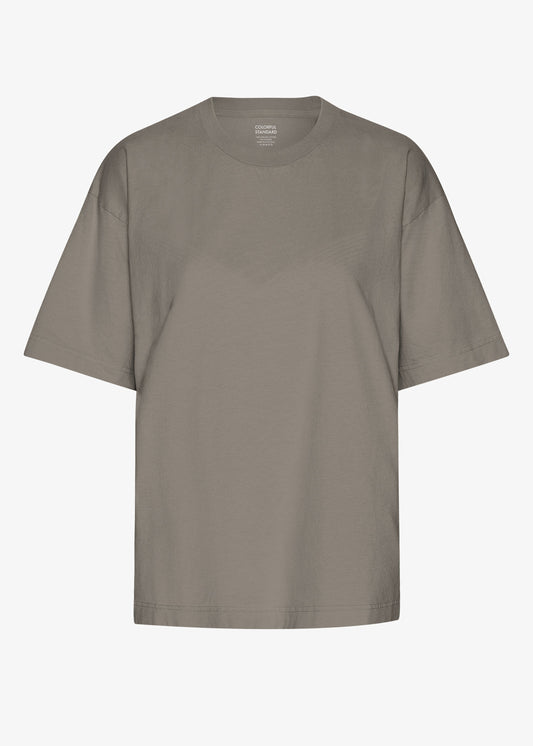 T-shirt manches courtes oversize délavé en coton bio | marron "Misty Brown"