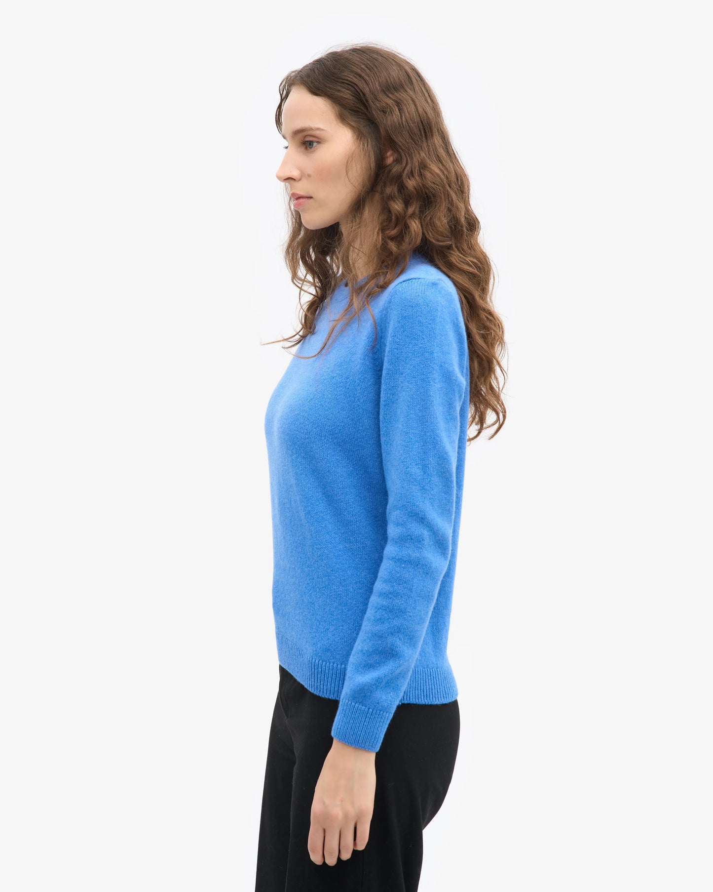 Pull en laine mérinos recyclée | bleu 'pacific blue'