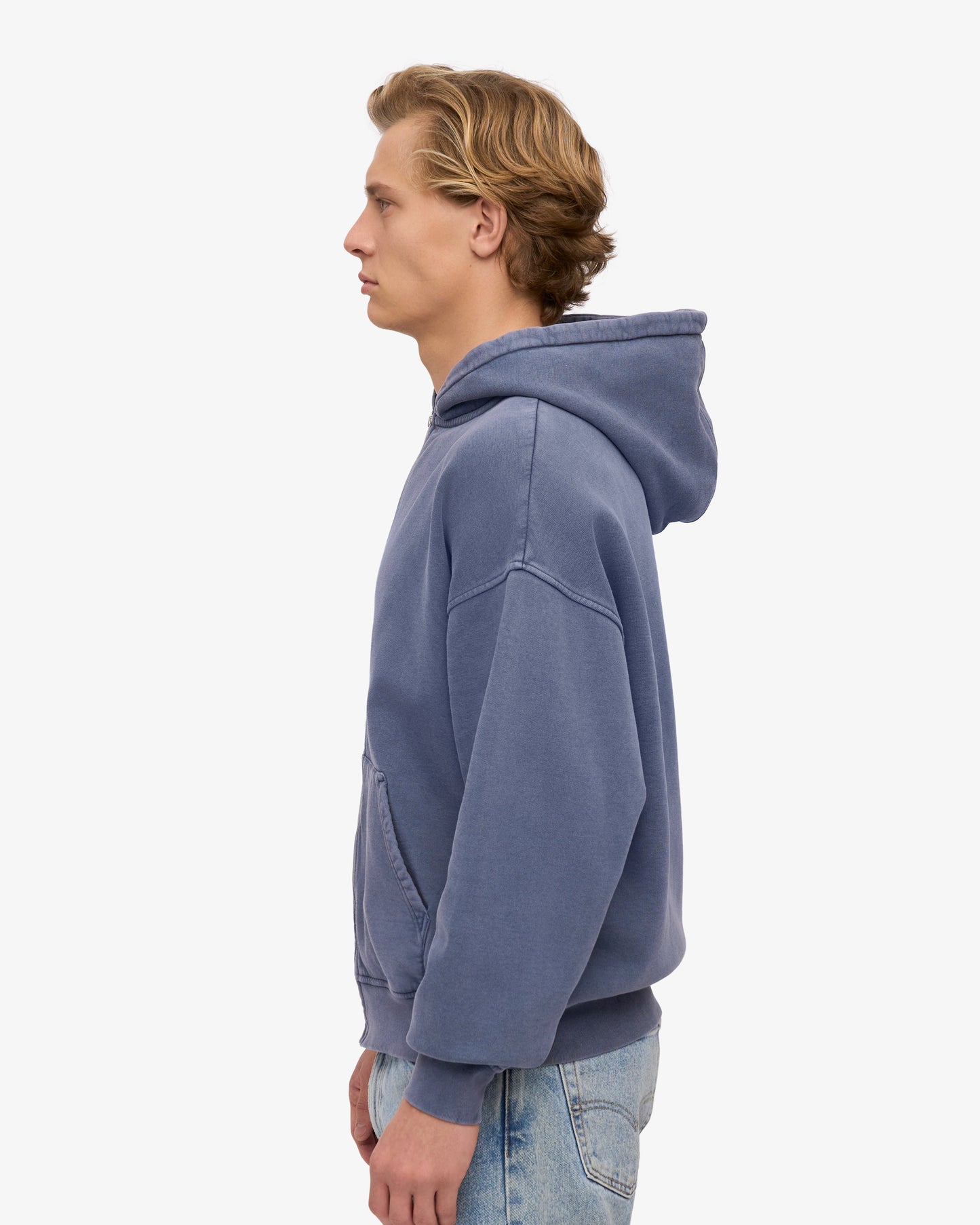 Sweat zippé oversize en coton bio | bleu "organic oversized zip hood - neptune blue"