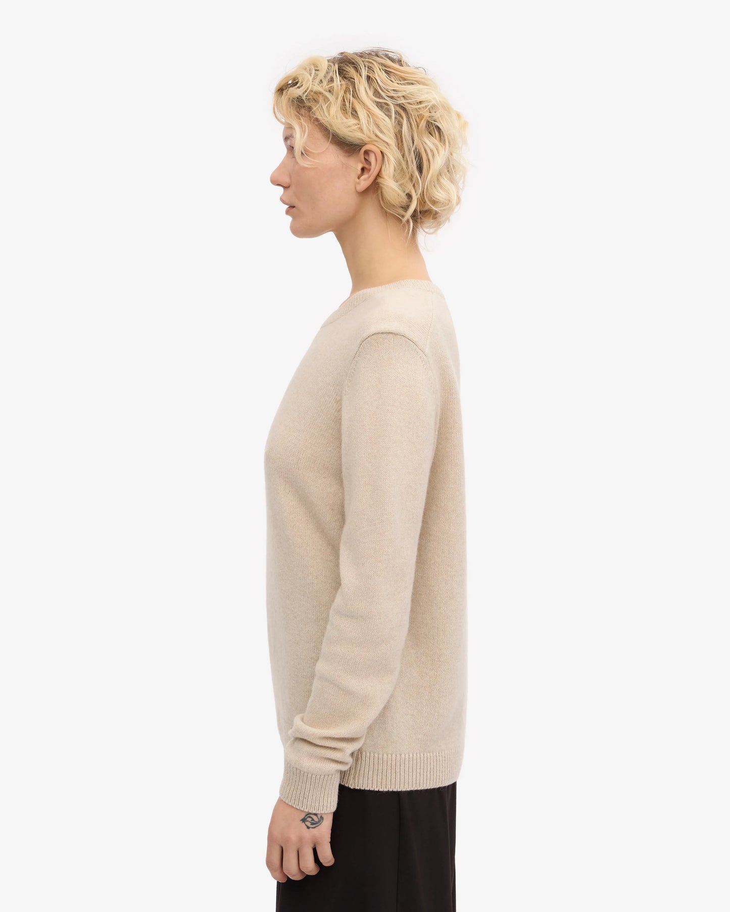 Pull en laine mérinos recyclée  - ivory white