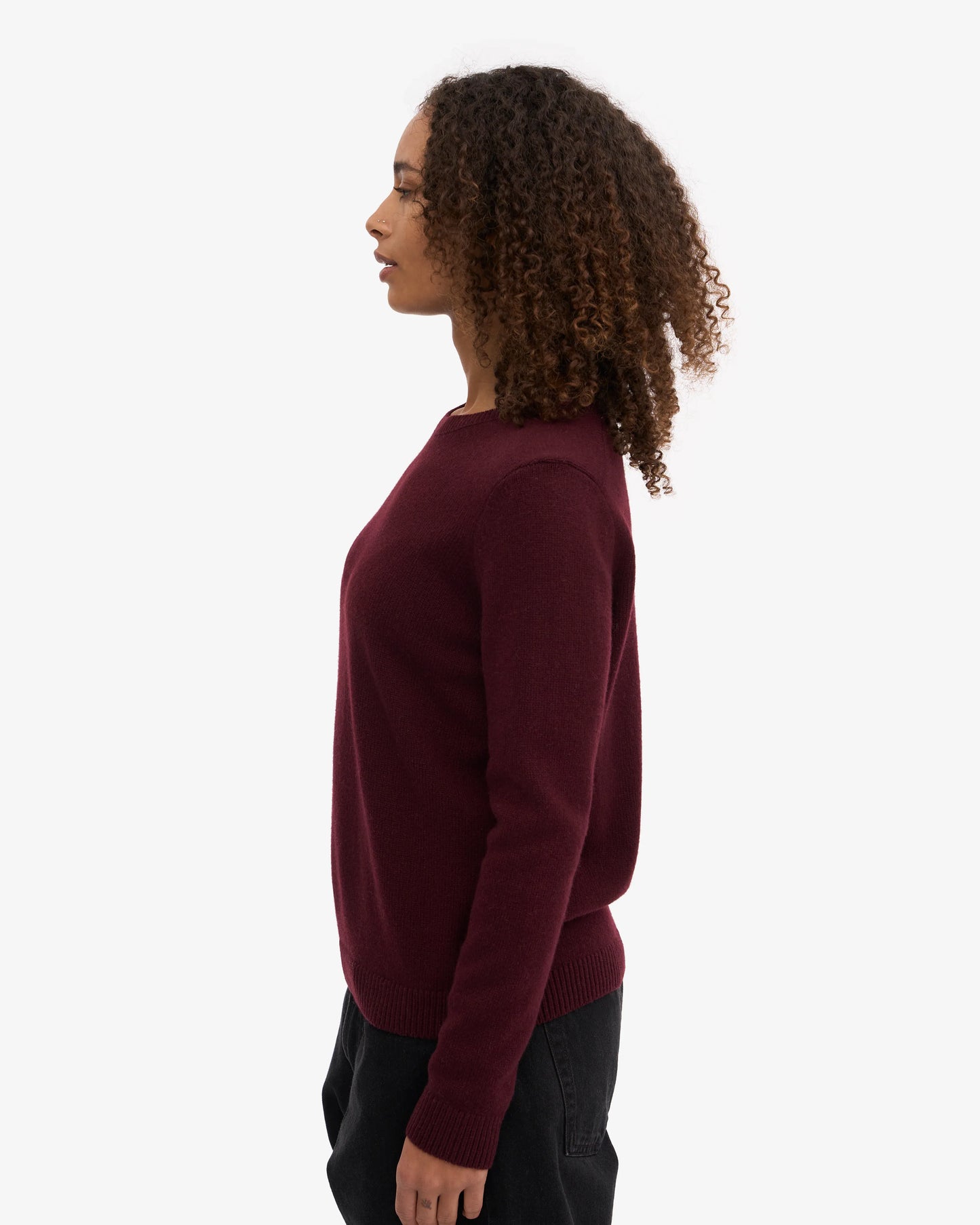 Pull en laine mérinos recyclée | bordeaux "Oxblood Red"
