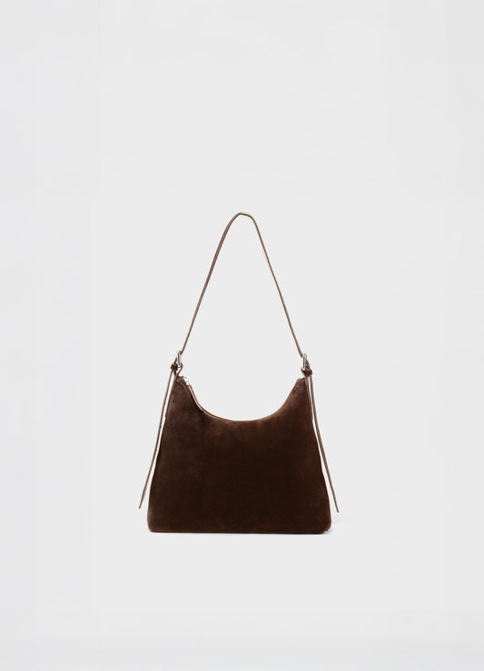 Sac à main en cuir suède certifié | marron  "bari - coffee"