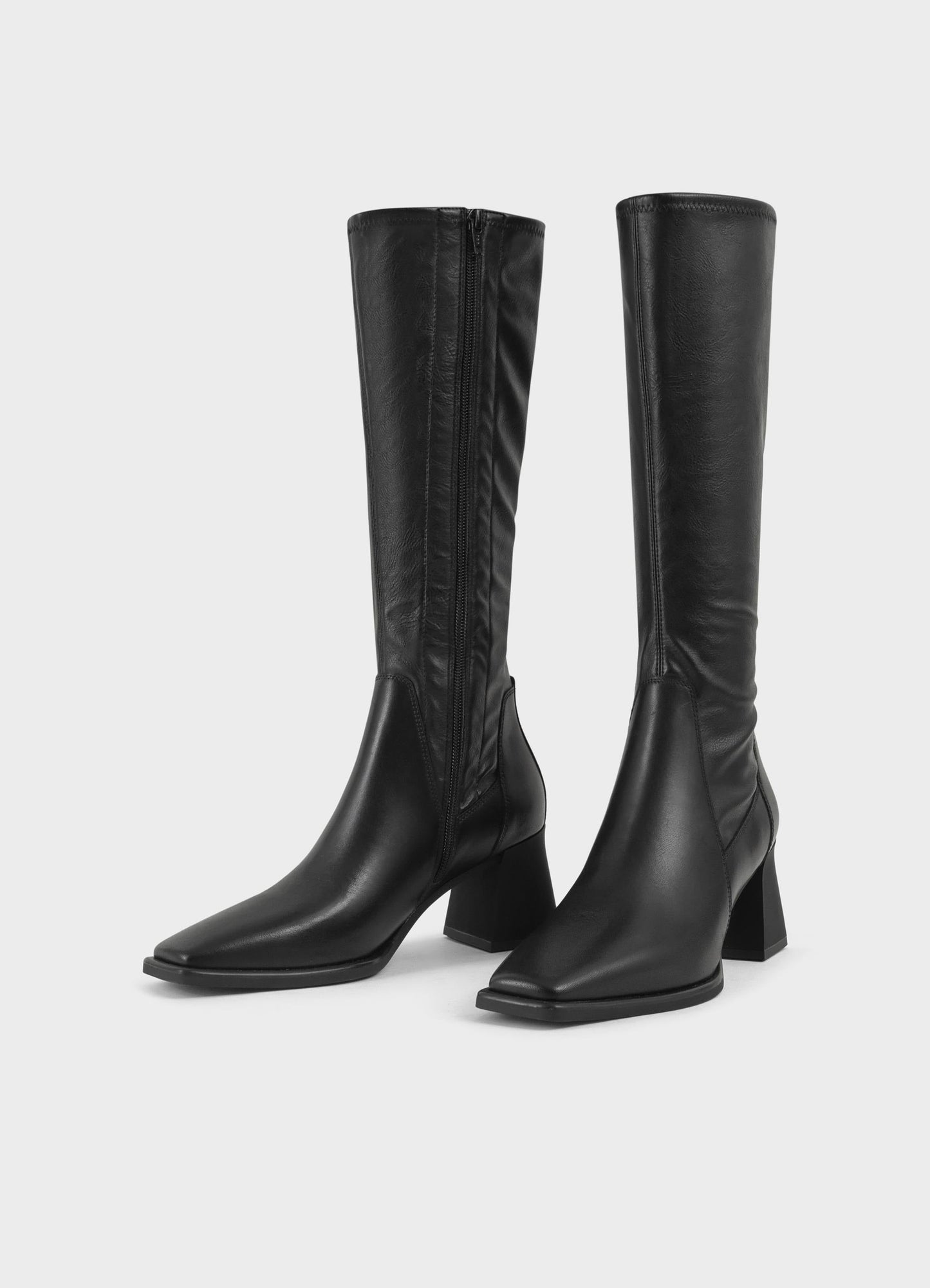 Bottes hautes en cuir certifié | noir "hedda - black"