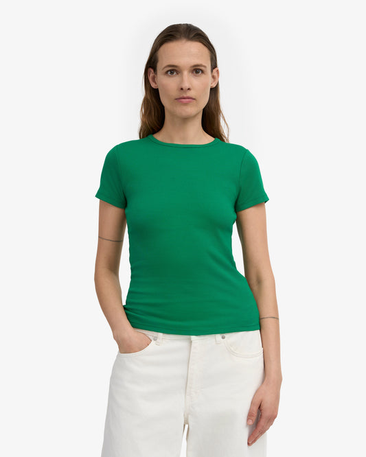 T-shirt côtelé en coton bio | vert "organic rib ss t-shirt - kelly green"