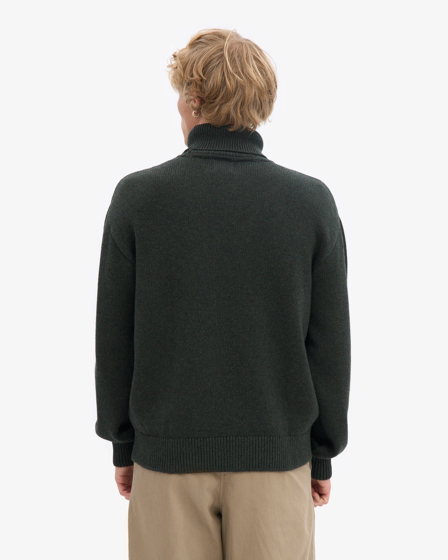 Pull col roulé en laine mérinos recyclée | vert "hunter green"