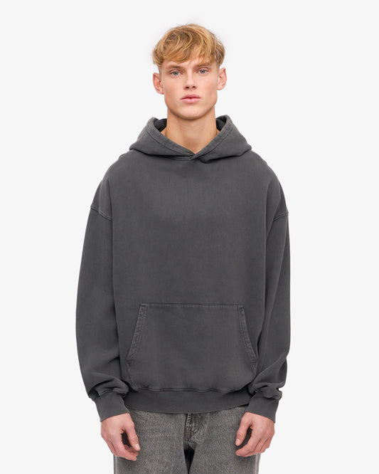 Sweat à capuche oversize en coton bio | noir délavé "faded black"