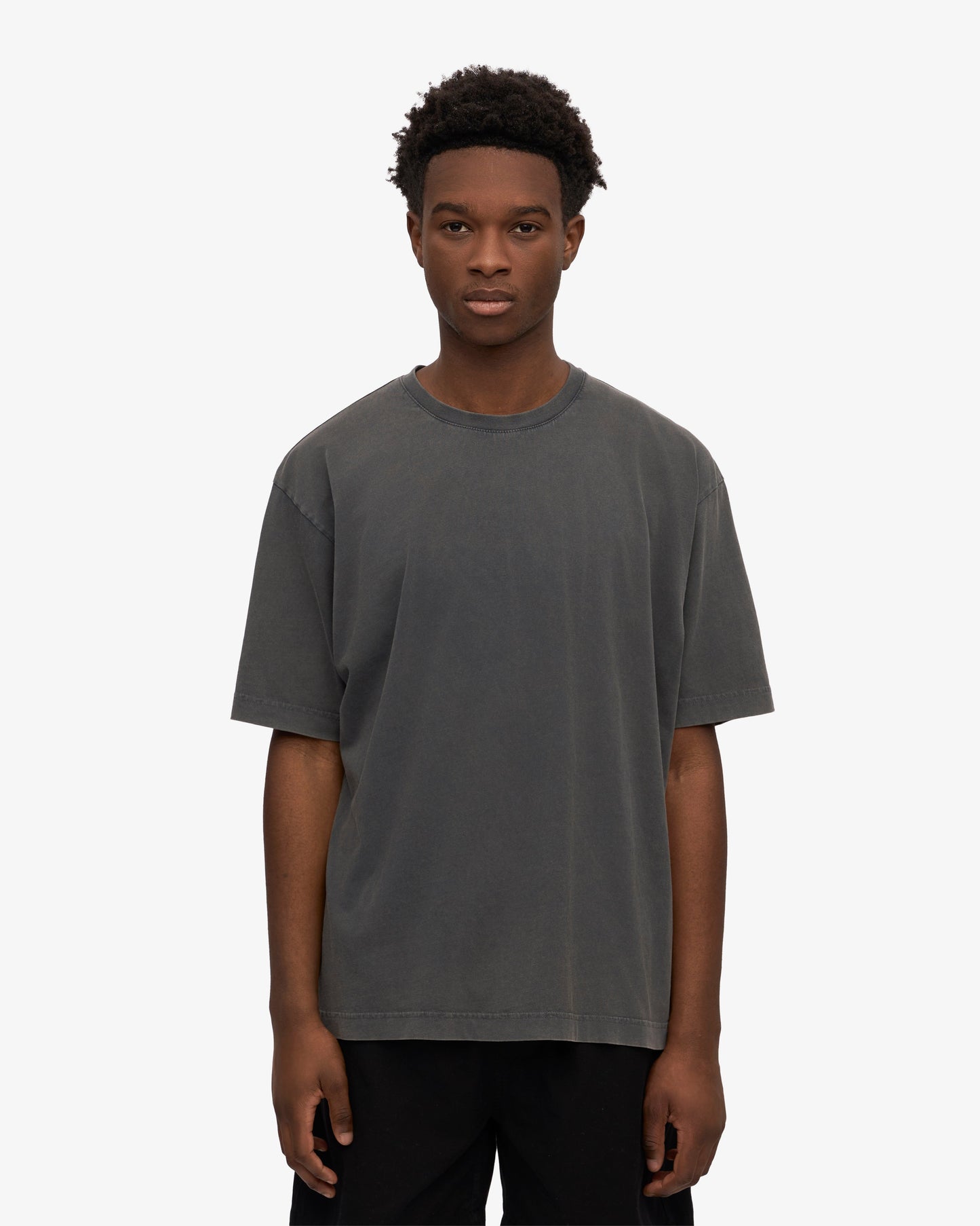 T-shirt manches courtes oversize délavé en coton bio | noir "faded black"